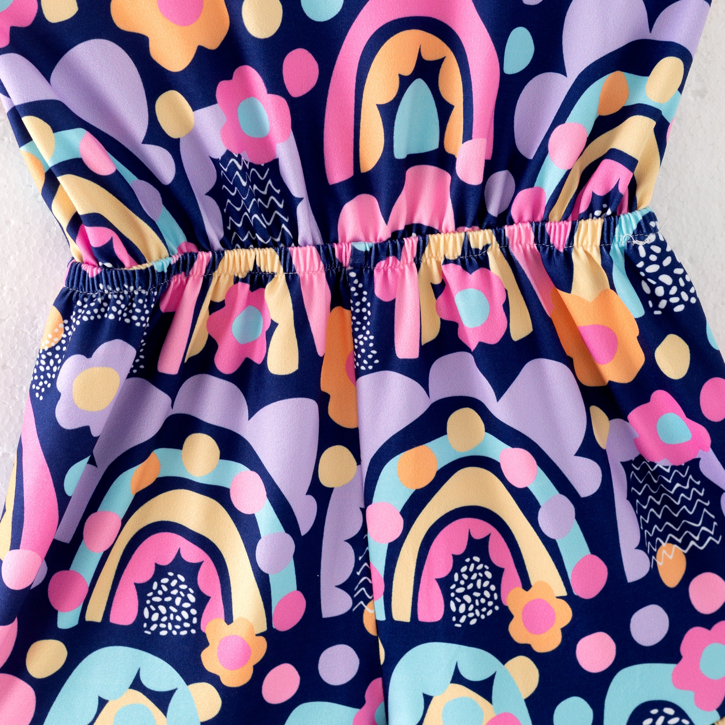 (Pre Order)Girls Purple Rainbow Floral Jumpsuit
