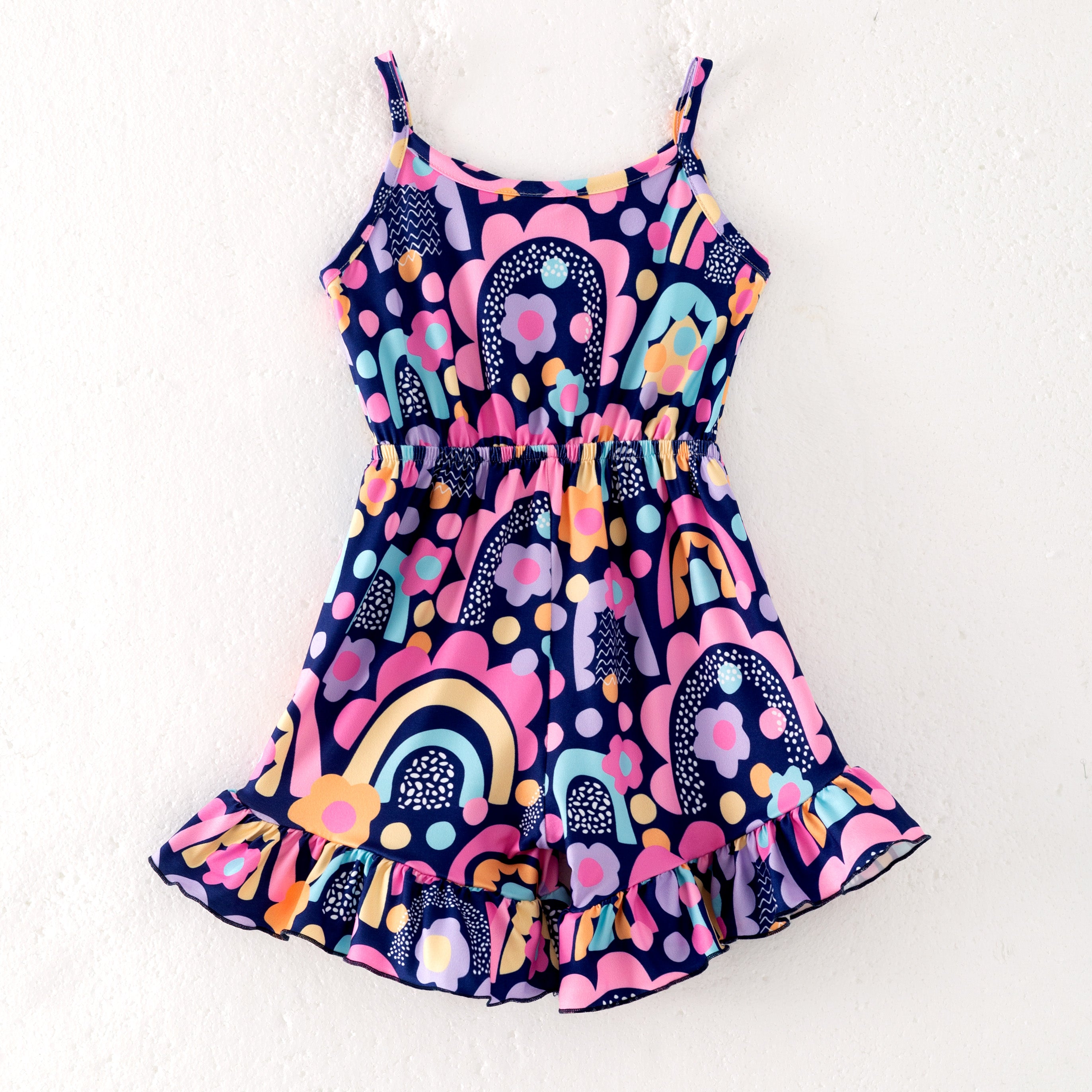 (Pre Order)Girls Purple Rainbow Floral Jumpsuit
