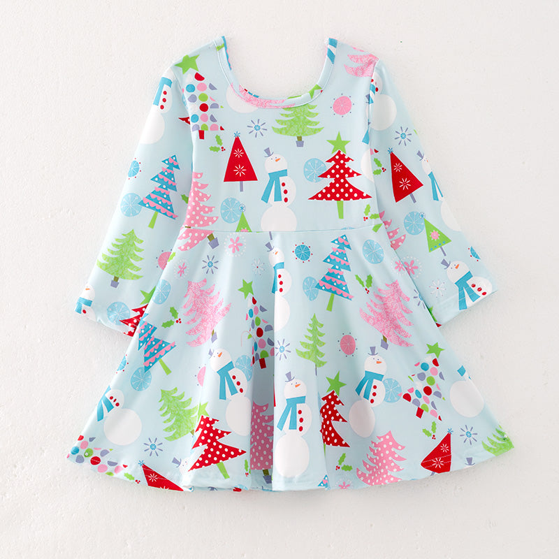 (In Stock L26-5-2)Girls Christmas Print Dress