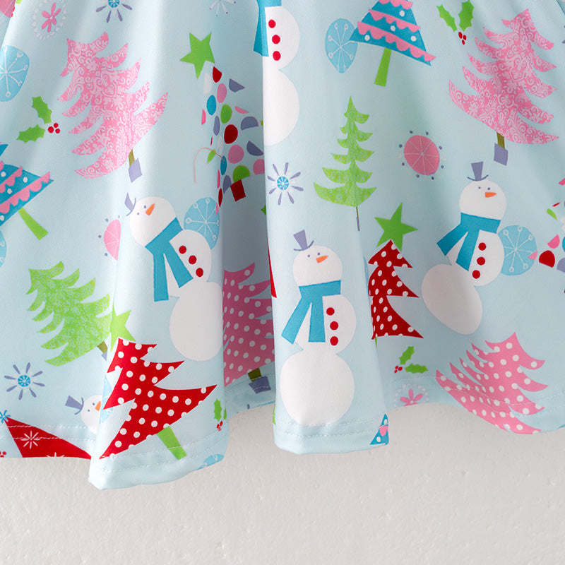 (In Stock L26-5-2)Girls Christmas Print Dress