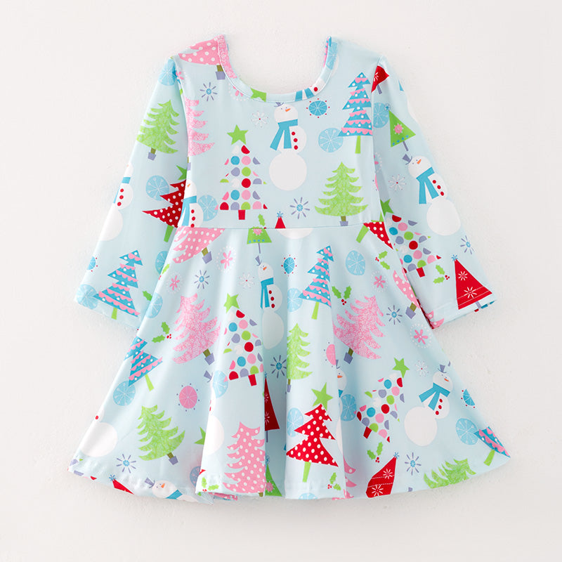 (In Stock L26-5-2)Girls Christmas Print Dress