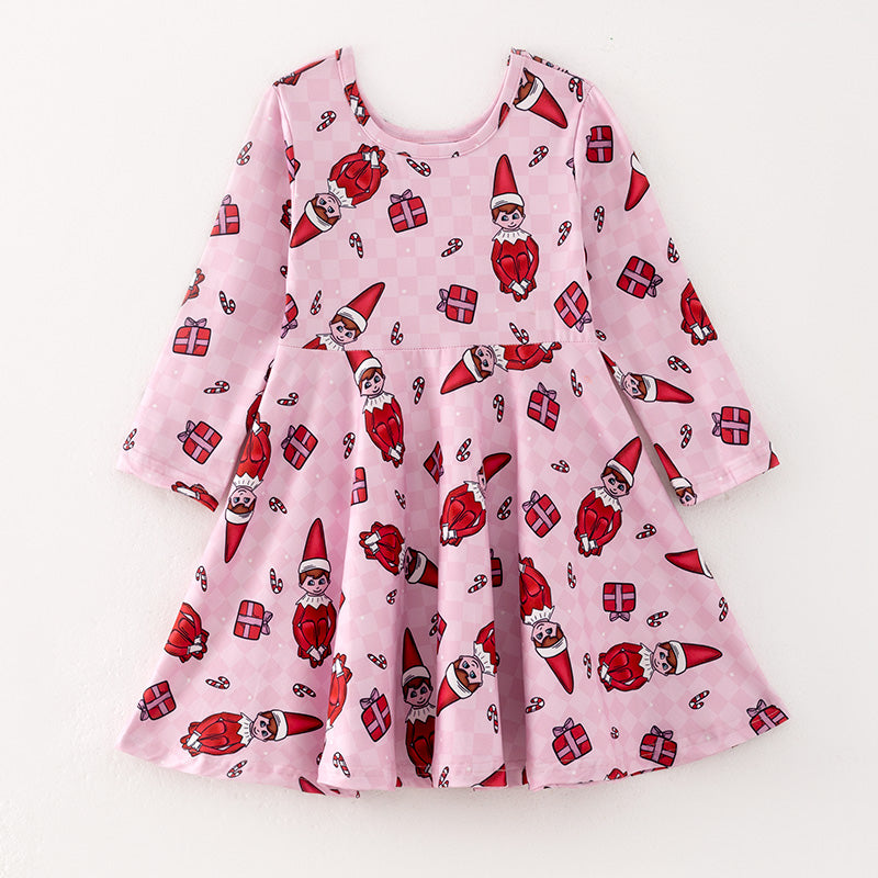 (PRE ORDER)Girls Christmas Cartoon Print Dress