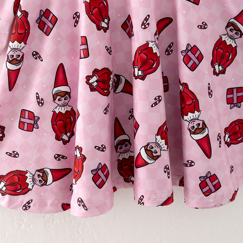 (PRE ORDER)Girls Christmas Cartoon Print Dress
