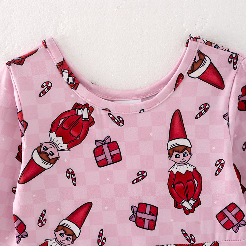 (PRE ORDER)Girls Christmas Cartoon Print Dress
