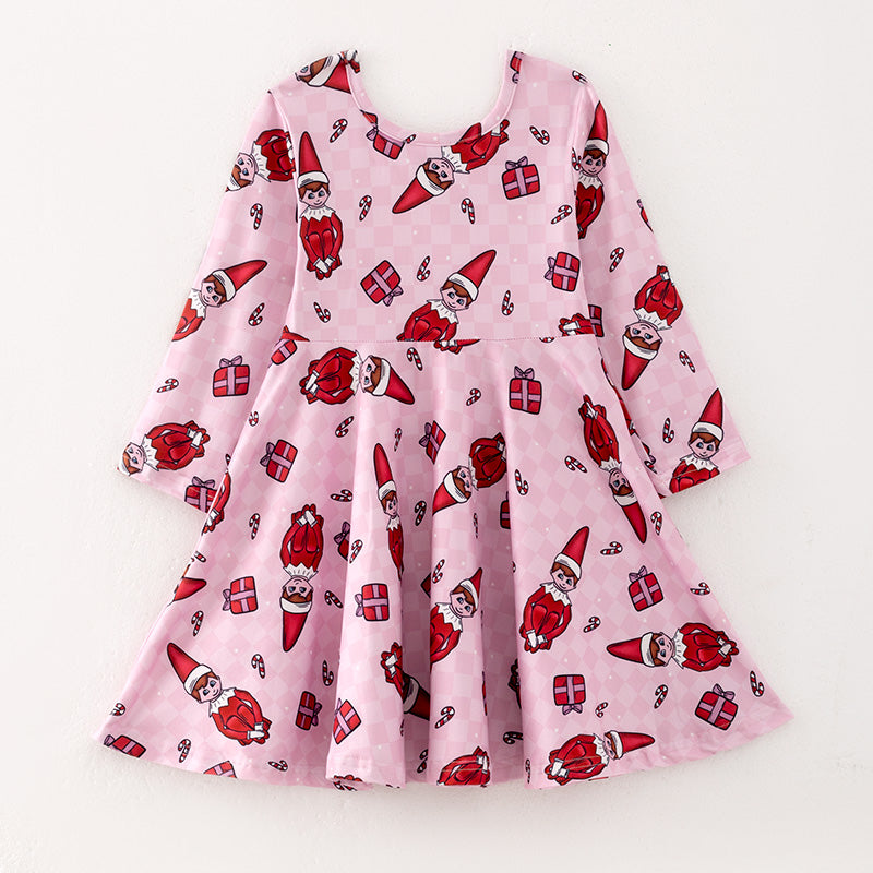 (PRE ORDER)Girls Christmas Cartoon Print Dress