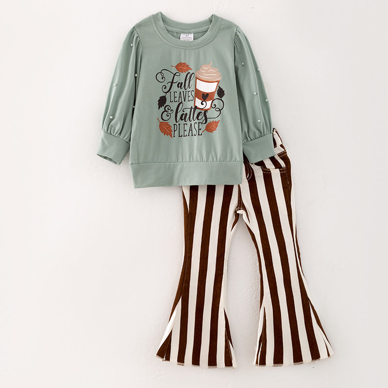 (In Stock E6-5-3)Girls Fall Print Denim Set