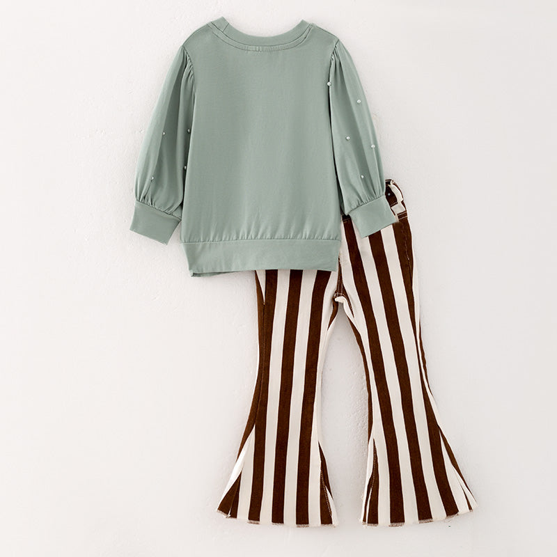 (In Stock E6-5-3)Girls Fall Print Denim Set