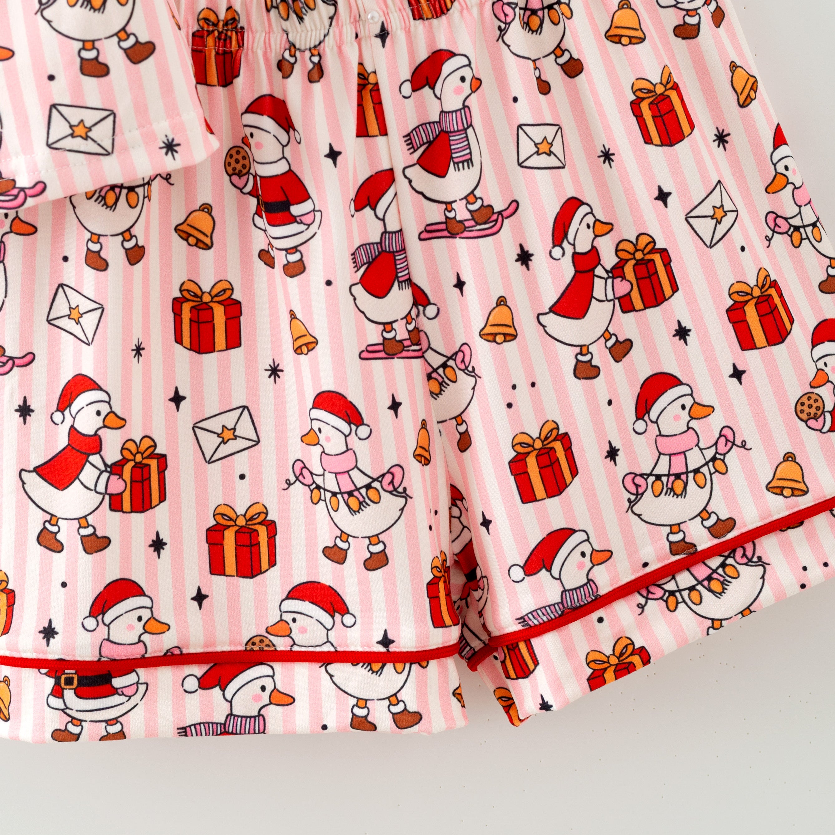 (Pre Order,Prepack Zone)Girls Christmas Goose Print Pajamas(Mix Size)