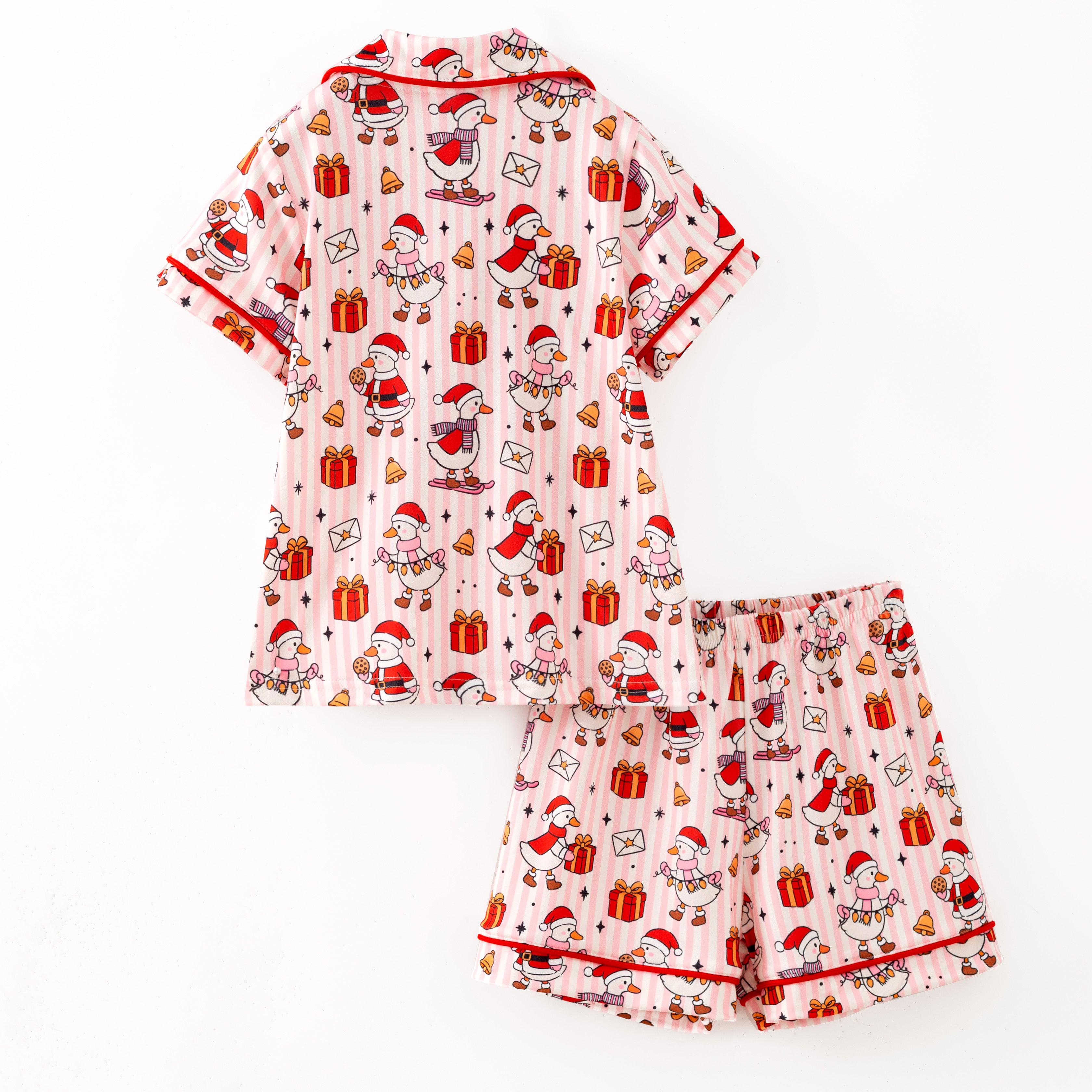 (Pre Order,Prepack Zone)Girls Christmas Goose Print Pajamas(Mix Size)