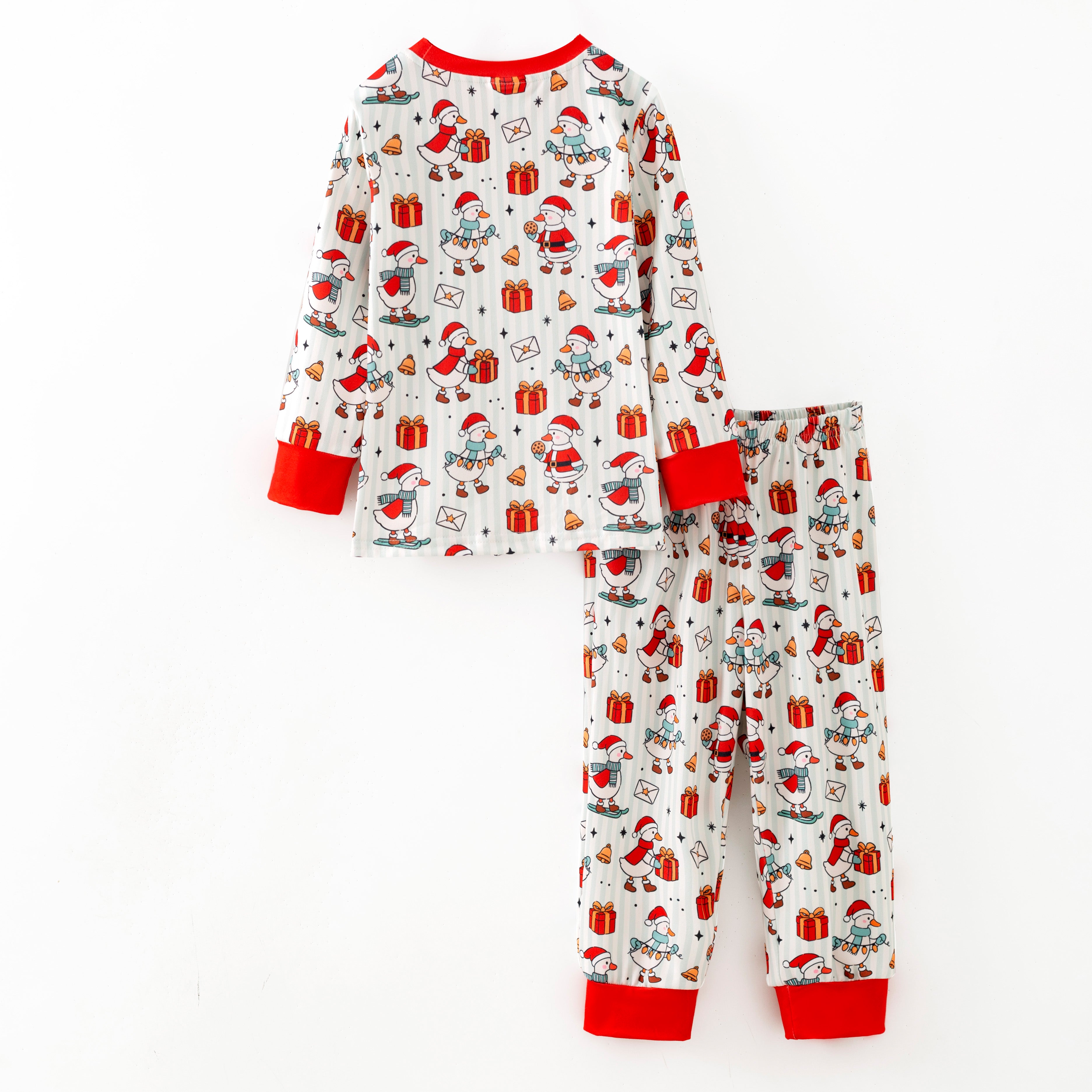 (Pre Order,Prepack Zone)Girls Christmas Goose Print Pajamas(Mix Size)