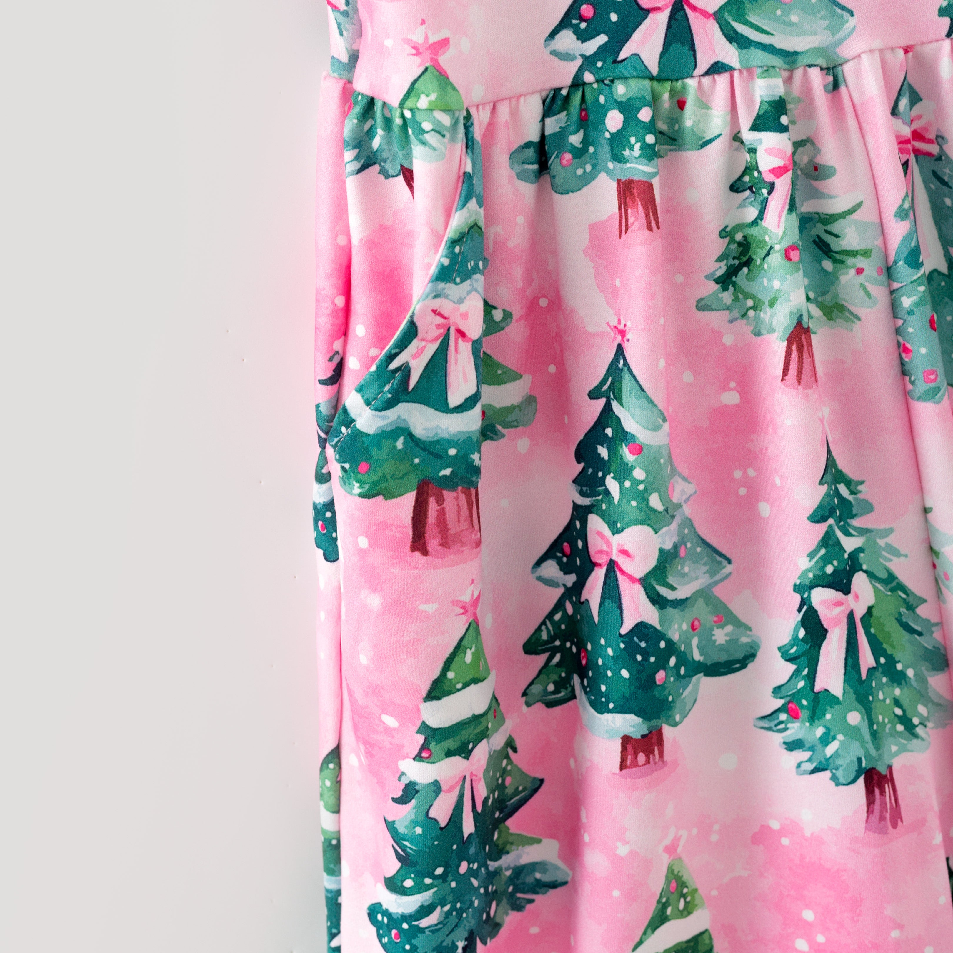 (Pre Order,Prepack Zone)Girls Christmas Tree Print Dress&Romper