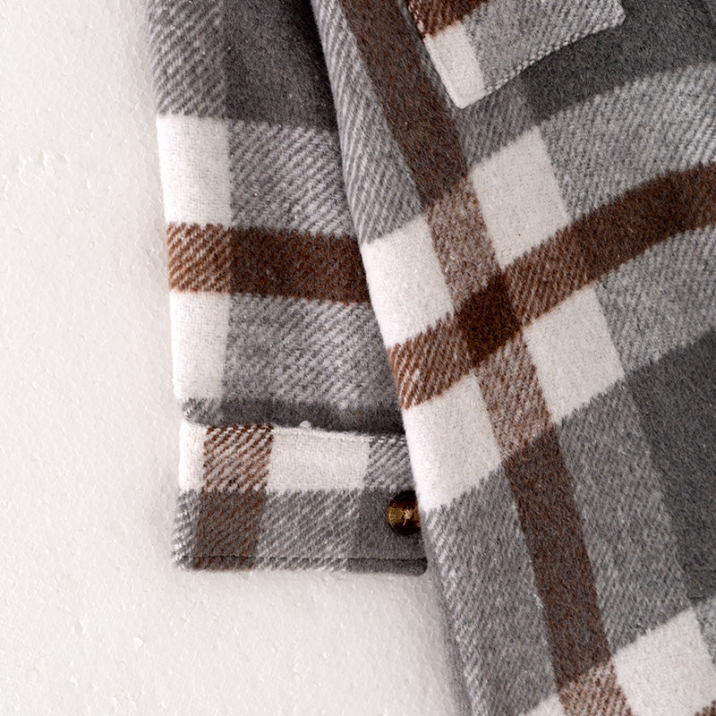 (In Stock E28-5-1)Mommy and Me Fall and Winter Long Plaid Coat