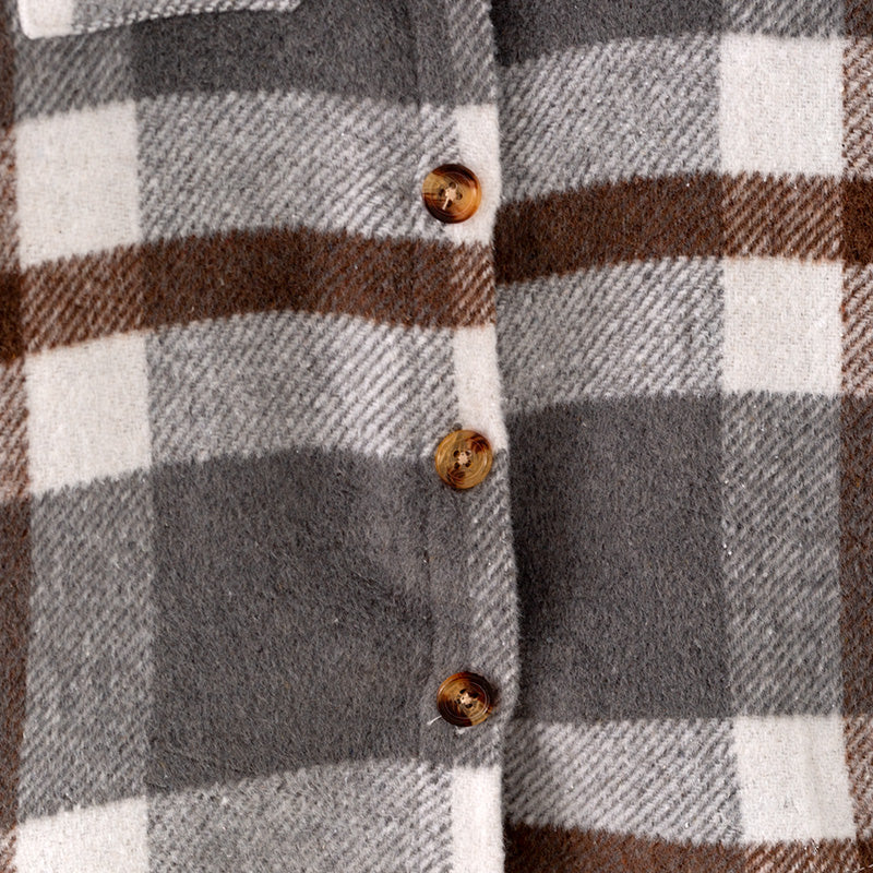 (In Stock E28-5-1)Mommy and Me Fall and Winter Long Plaid Coat