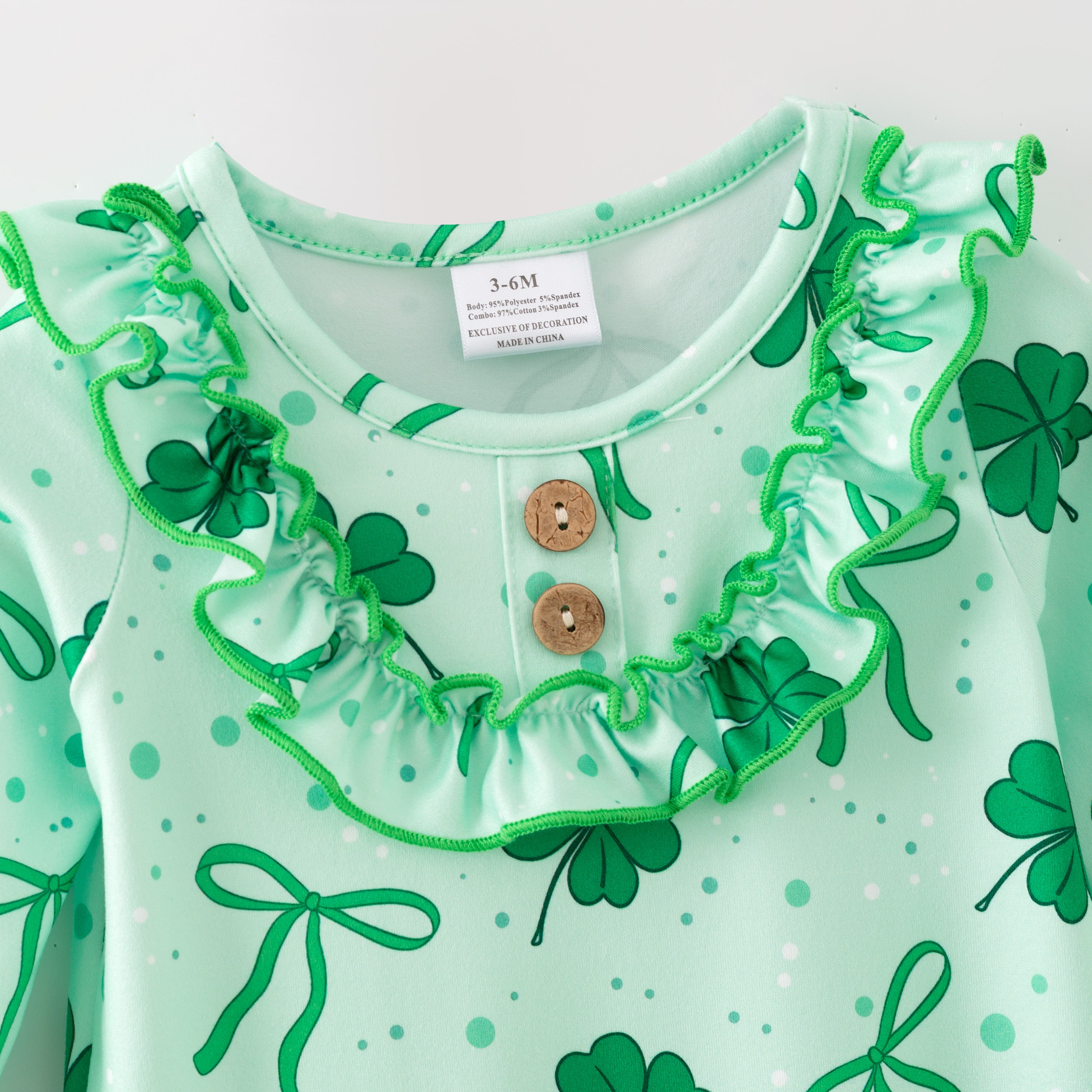 (In Stock)Toddler Girls St. Patrick's Day Shamrock Print Romper