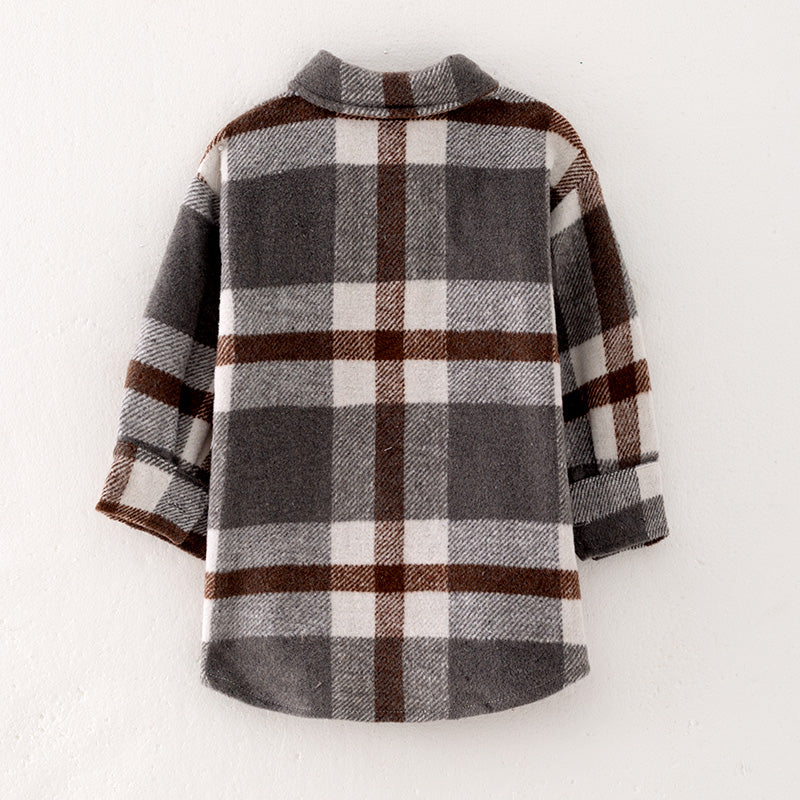 (In Stock E28-5-1)Mommy and Me Fall and Winter Long Plaid Coat