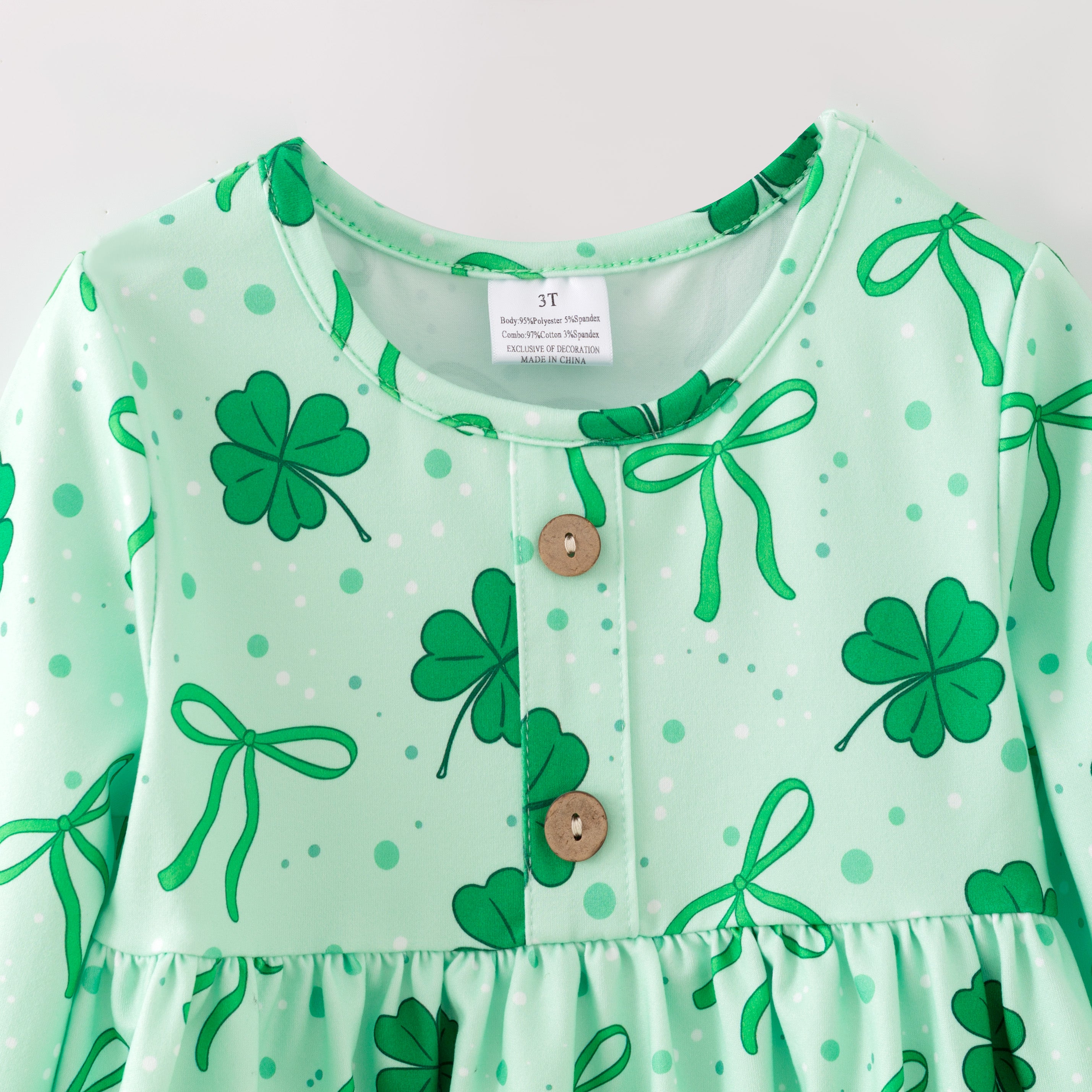 (In Stock)Girls St. Patrick's Day Shamrock Print Outfit Set