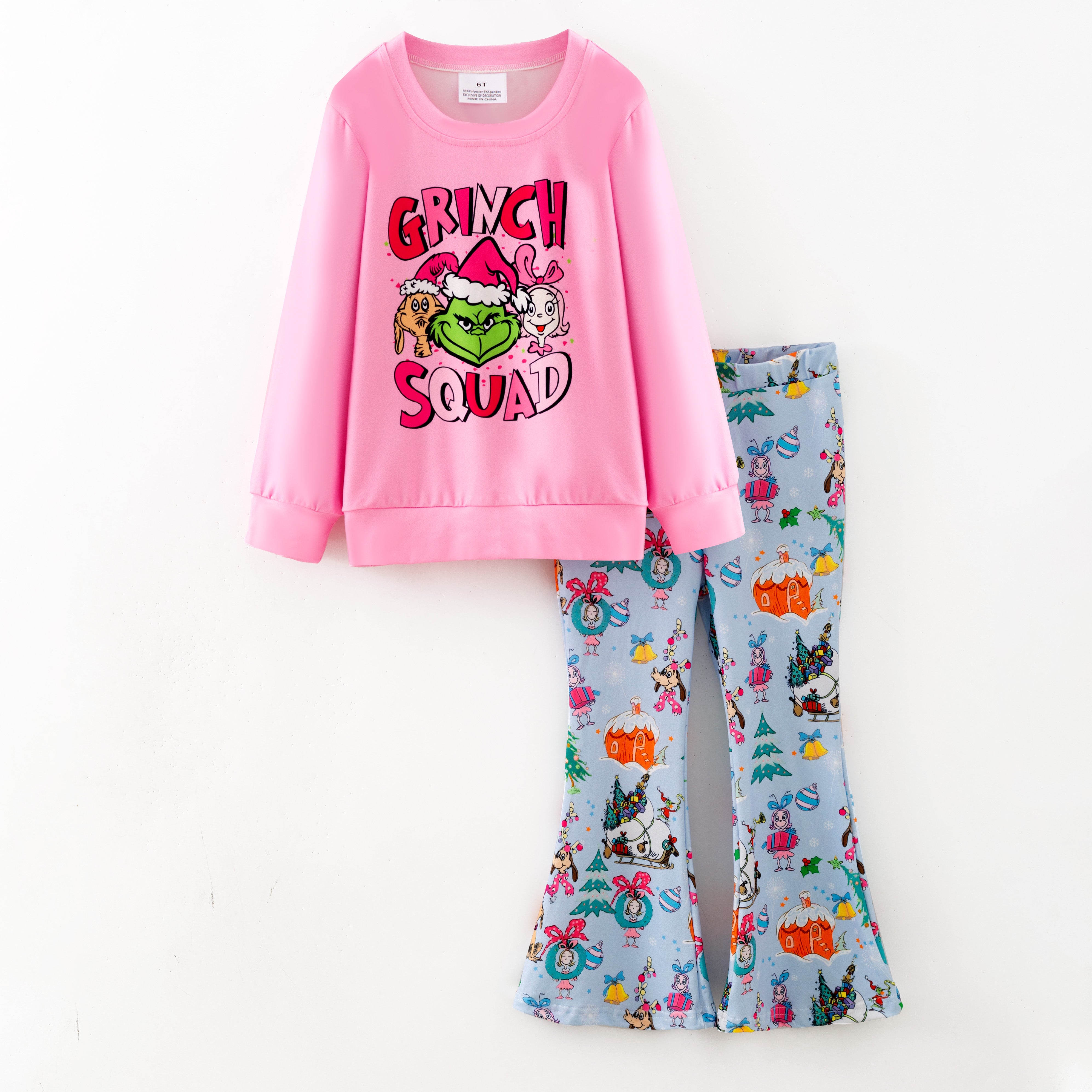 (Pre Order,Prepack Zone)Girls Christmas Cartoon Print Pajamas(Mix Size)