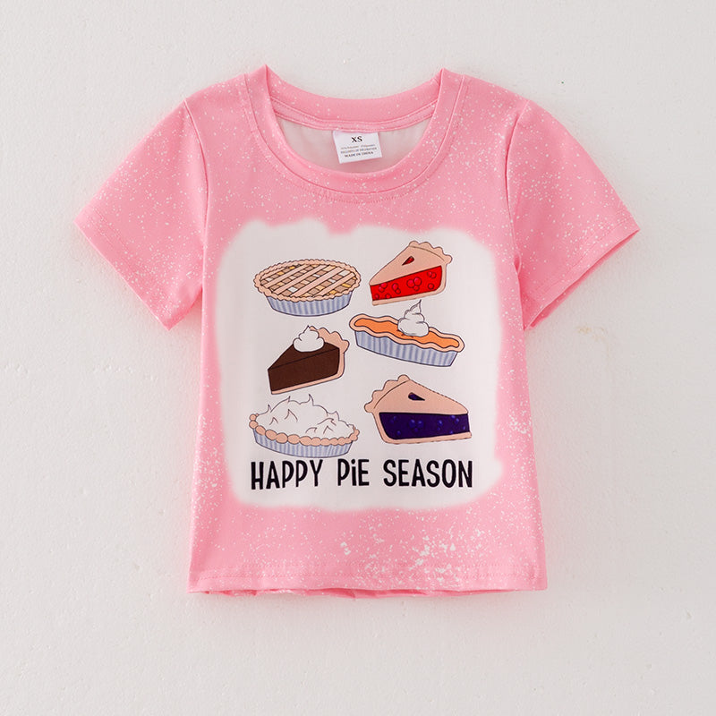 (In Stock E27-1-1)Girls Fall Happy Pie Season Print Top