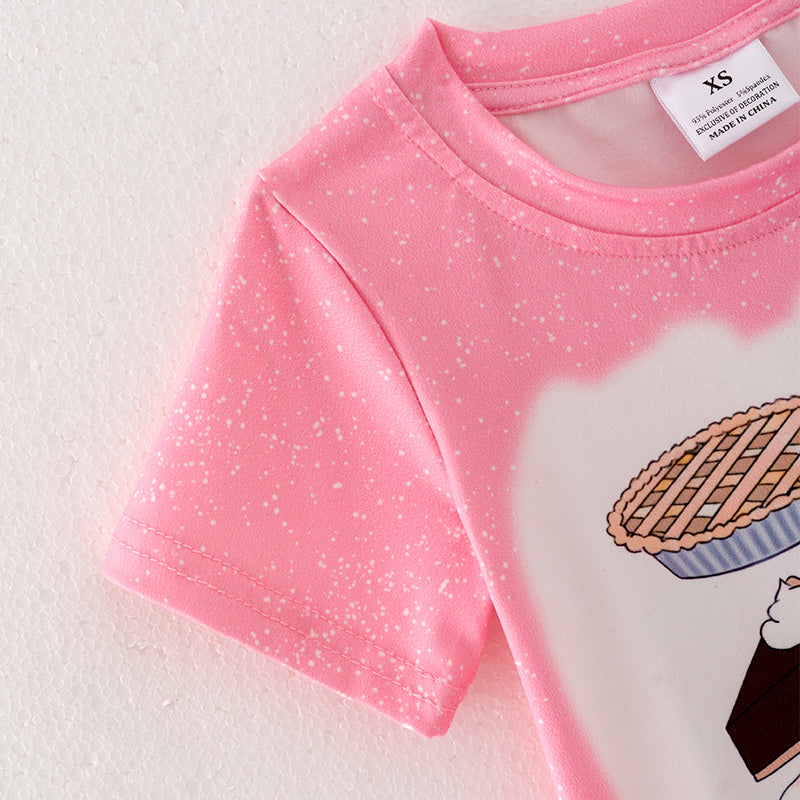 (In Stock E27-1-1)Girls Fall Happy Pie Season Print Top