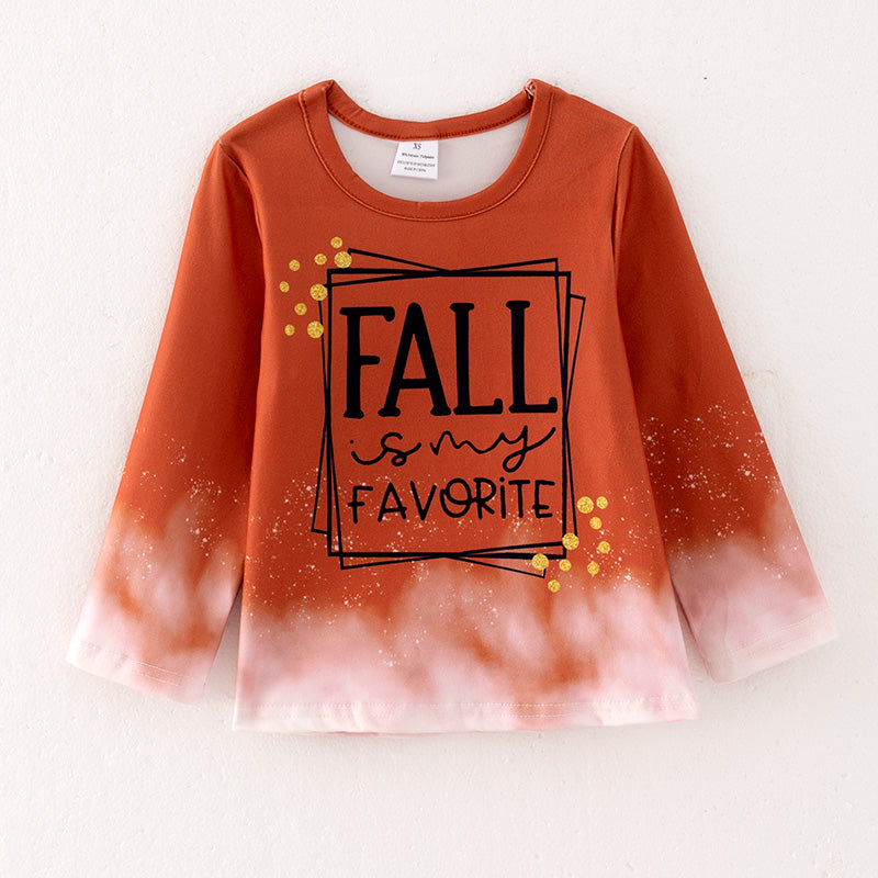 (In Stock E28-5-2)Girls Fall Print Milk Silk Top