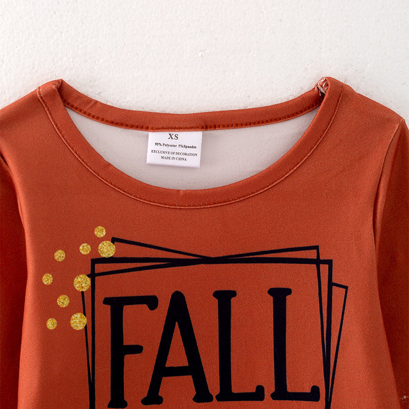 (In Stock E28-5-2)Girls Fall Print Milk Silk Top