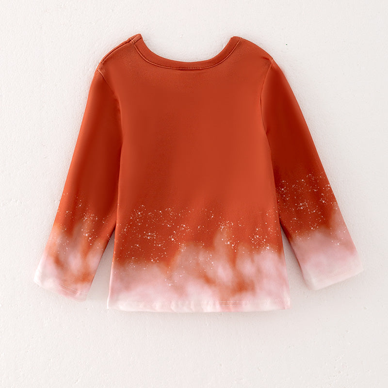 (In Stock E28-5-2)Girls Fall Print Milk Silk Top