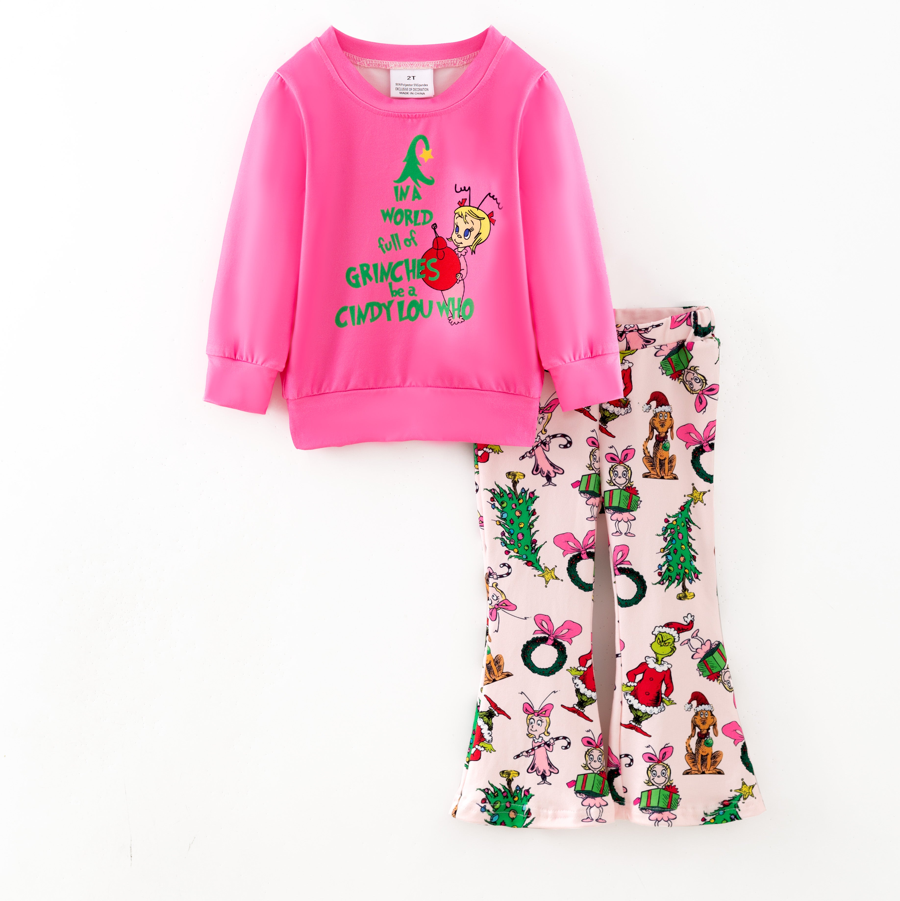(Pre Order,Prepack Zone)Girls Christmas Cartoon Print Set(Mix Size)