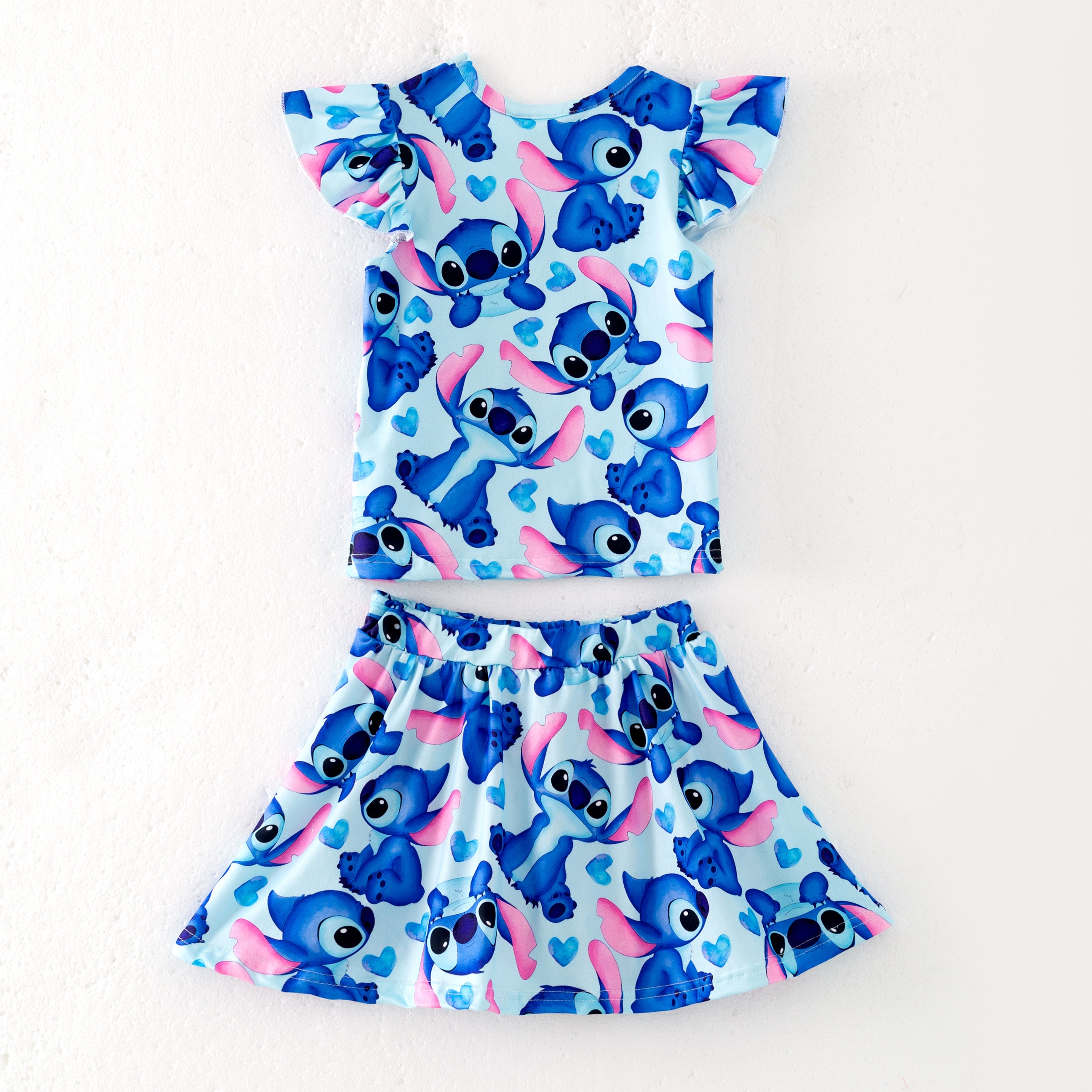 (Pre Order)Girls Spring and Summer Cartoon Print Skort Set