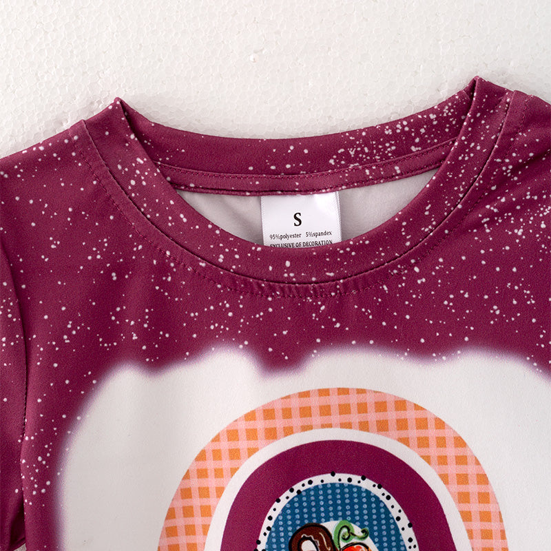 (In Stock E27-2-2)Girls Fall Pumpkin Print Milk Silk Top