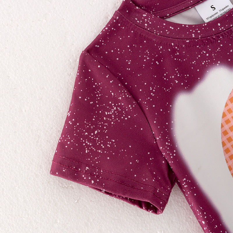 (In Stock E27-2-2)Girls Fall Pumpkin Print Milk Silk Top