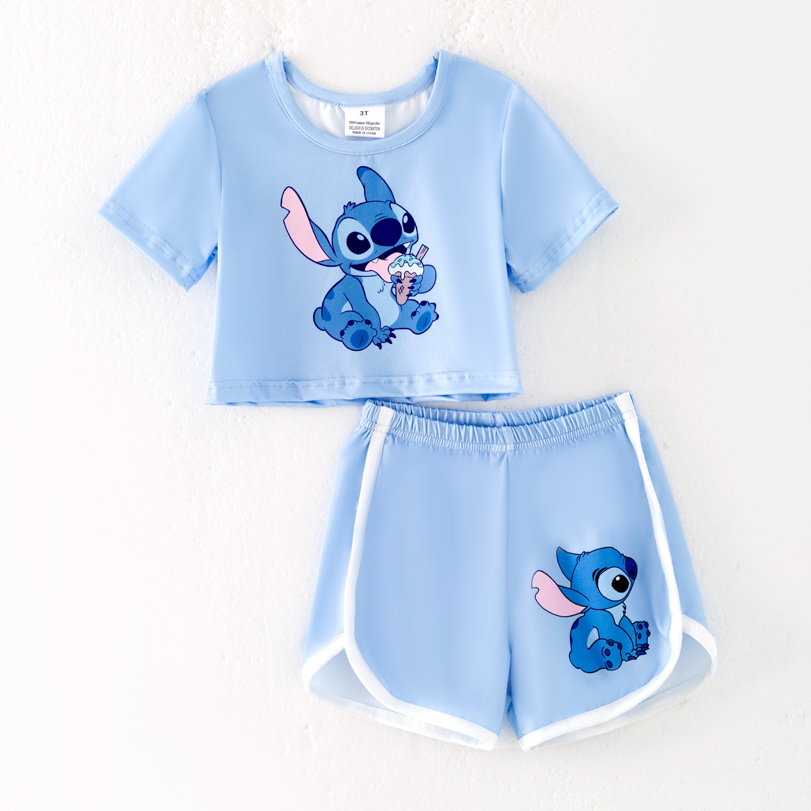 (Pre Order)Girls Spring and Summer Cartoon Print Shorts Set