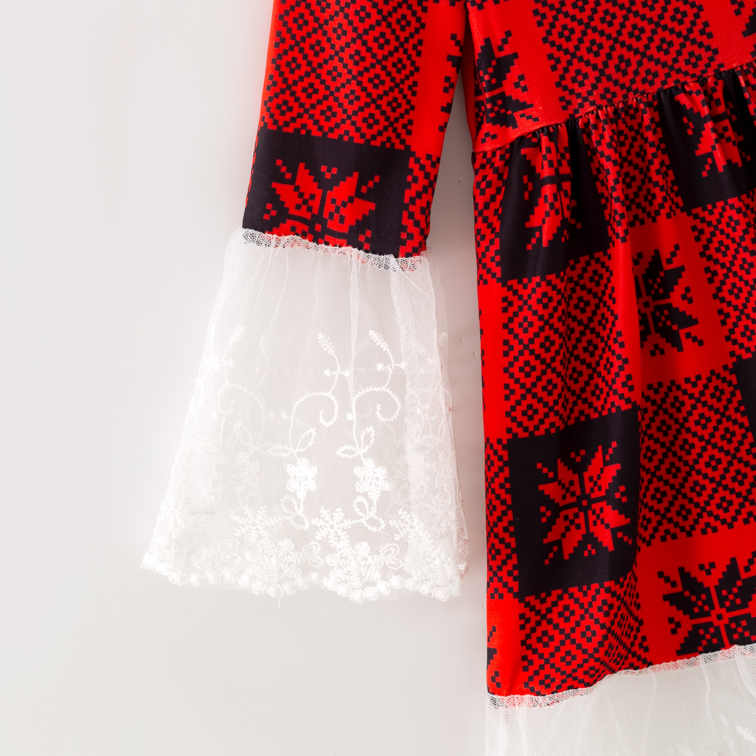 (In Stock)Girls Christmas Print Ruffle Dress
