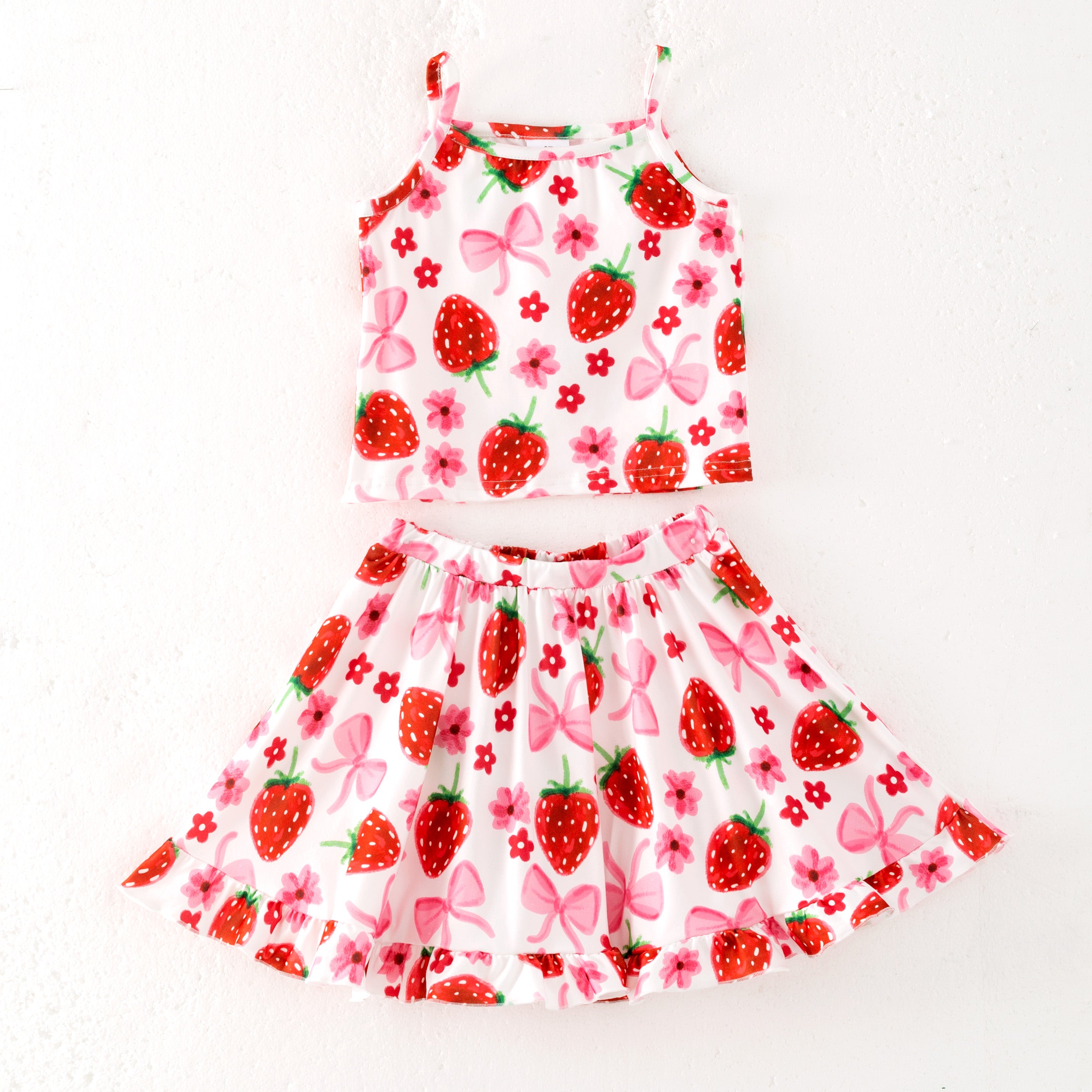 (Pre Order)Girls Spring and Summer Fruit Print Skirt Set
