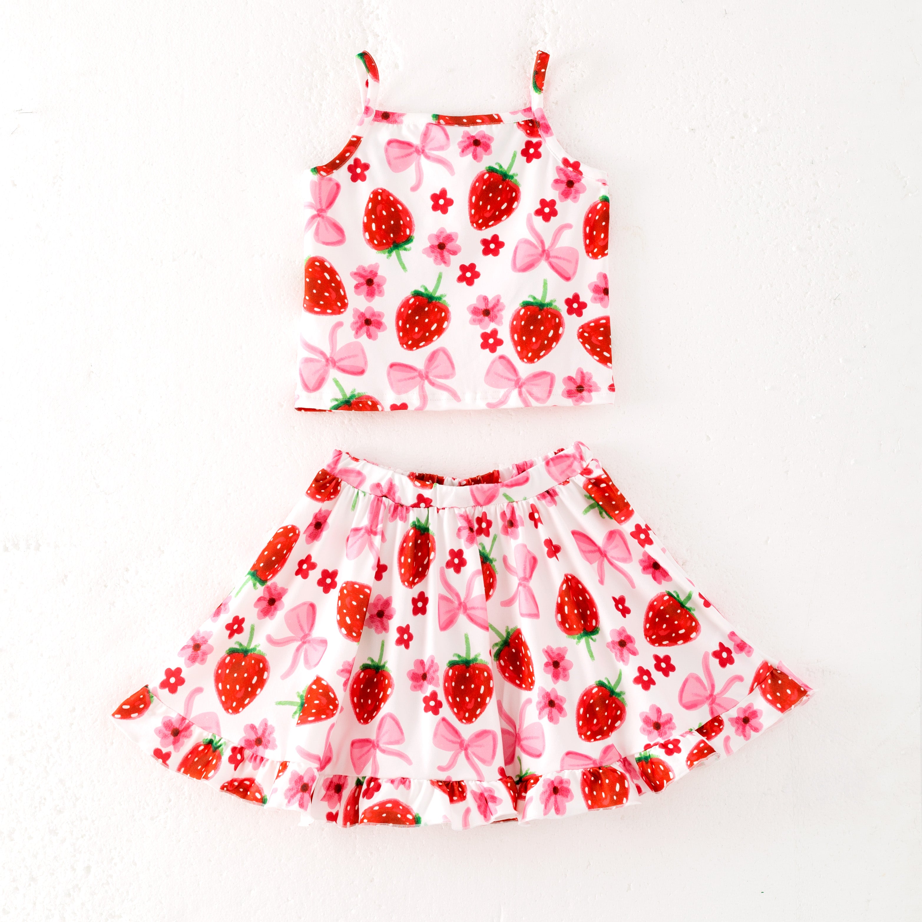 (Pre Order)Girls Spring and Summer Fruit Print Skirt Set
