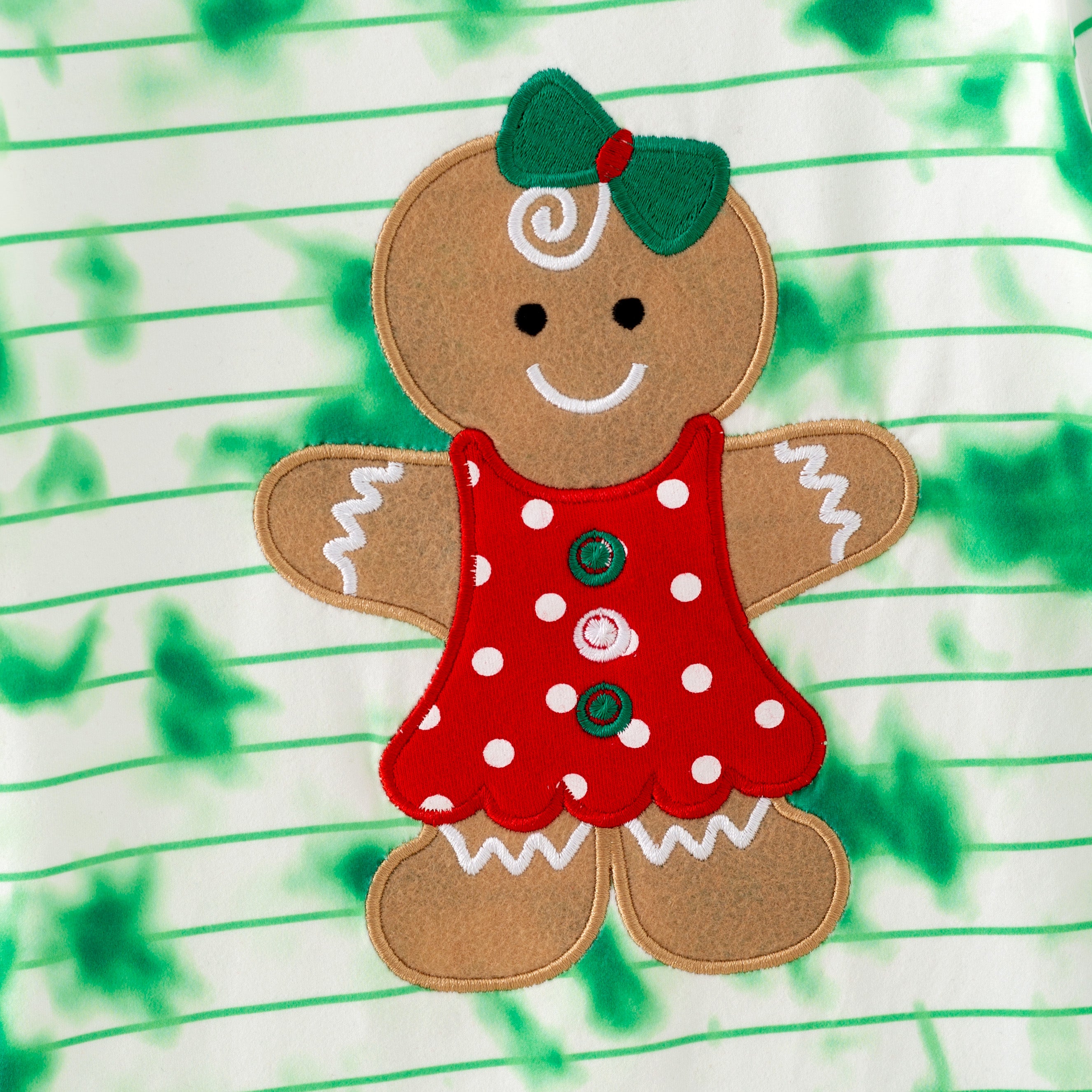 (In Stock)Girls Christmas Gingerbread Applique Dress with Pockets