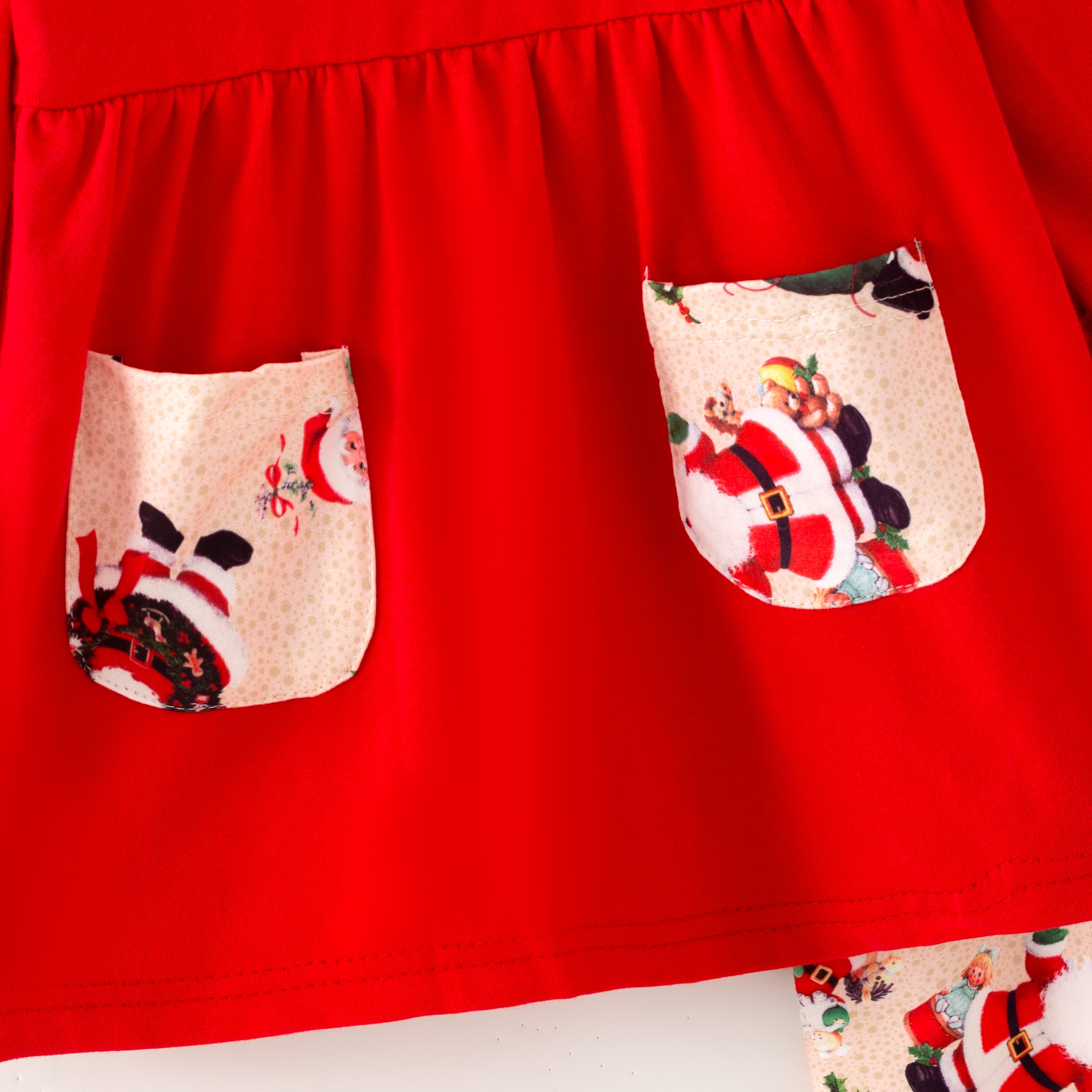 (In Stock)Girls Christmas Print Outfit Set with Scarf