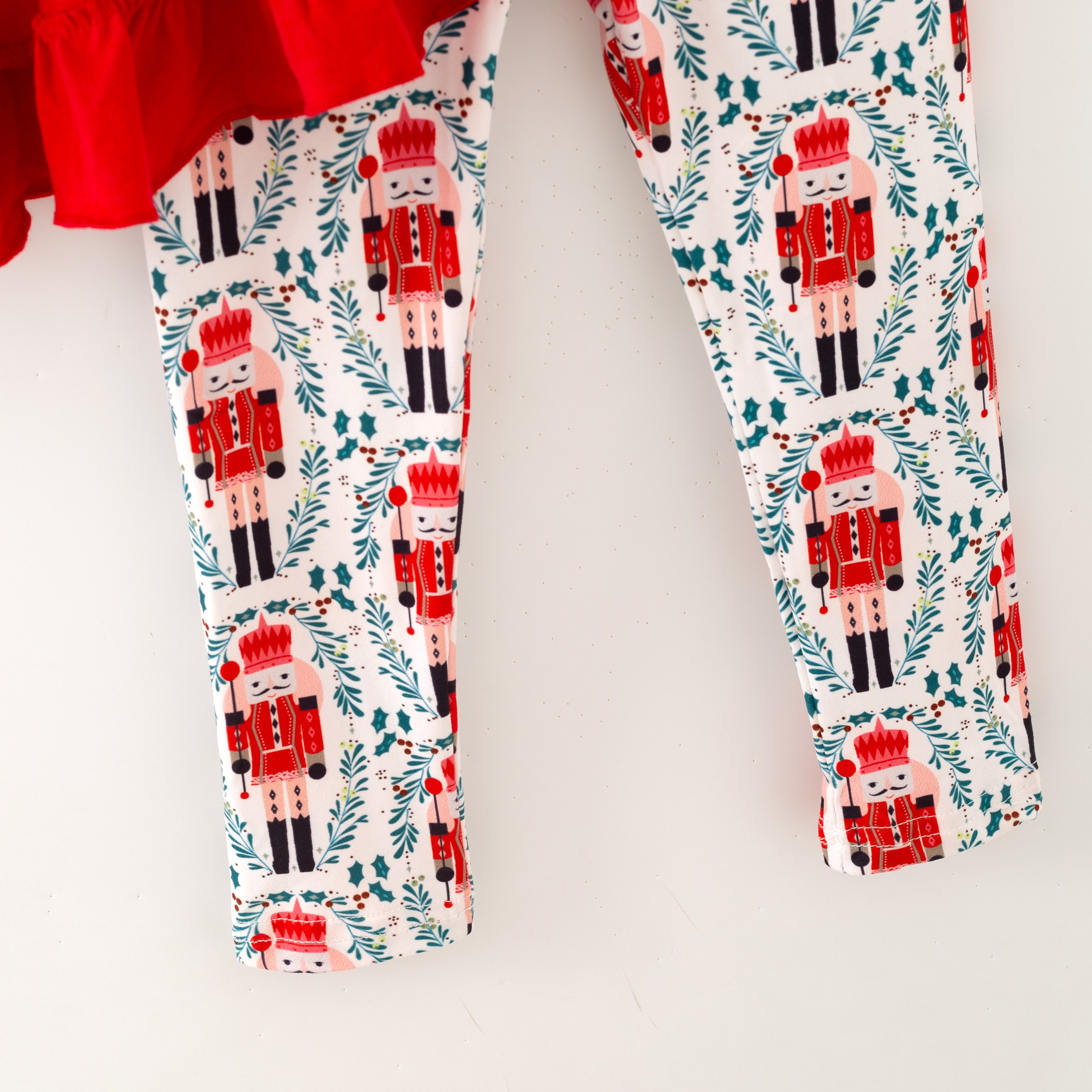(In Stock)Girls Christmas Nutcracker Print Outfit Set with Scarf