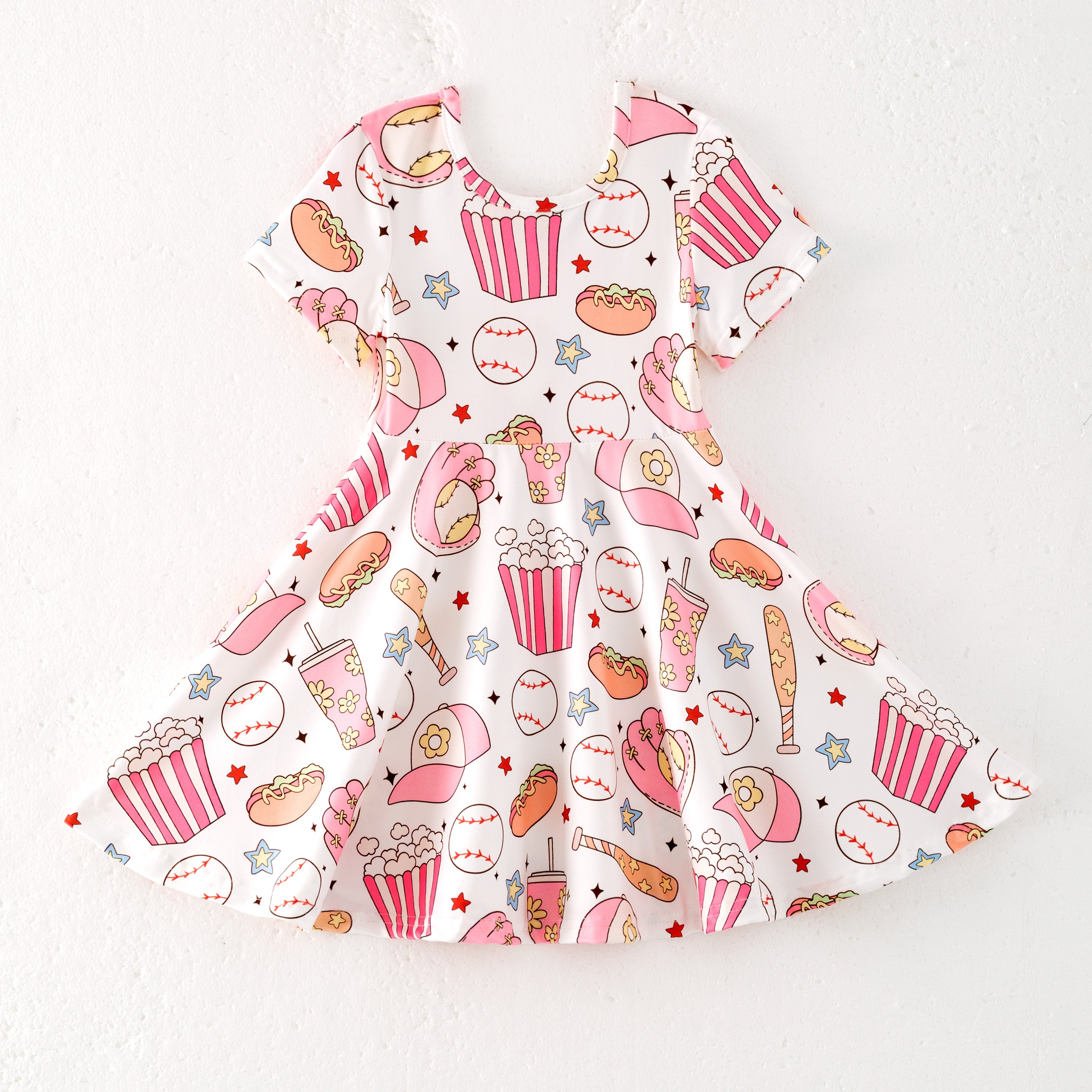 (Pre Order)Girls Fall Baseball Print Dress