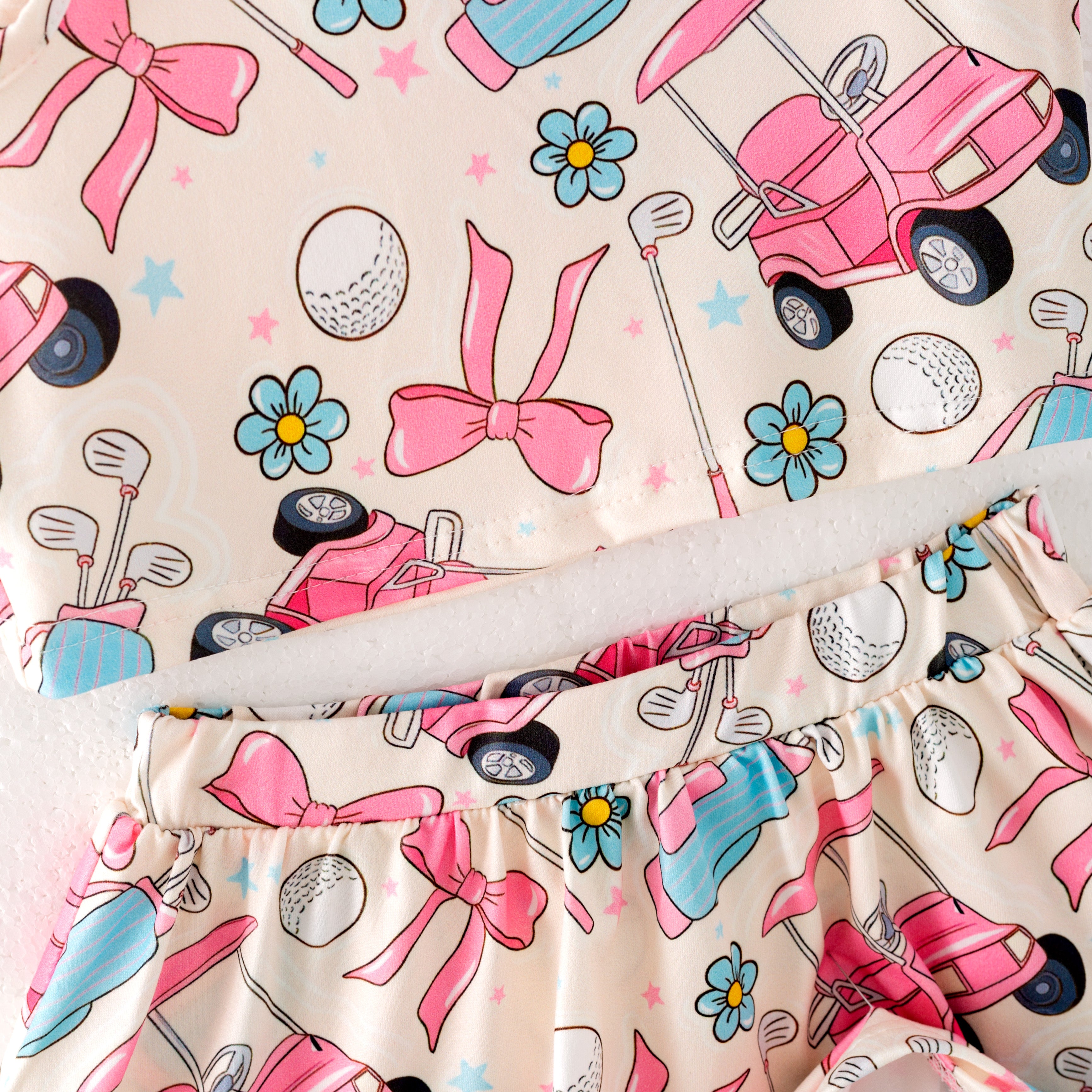 (Pre Order)Girls Spring and Summer Soft Ball&Golf Print Skort Set