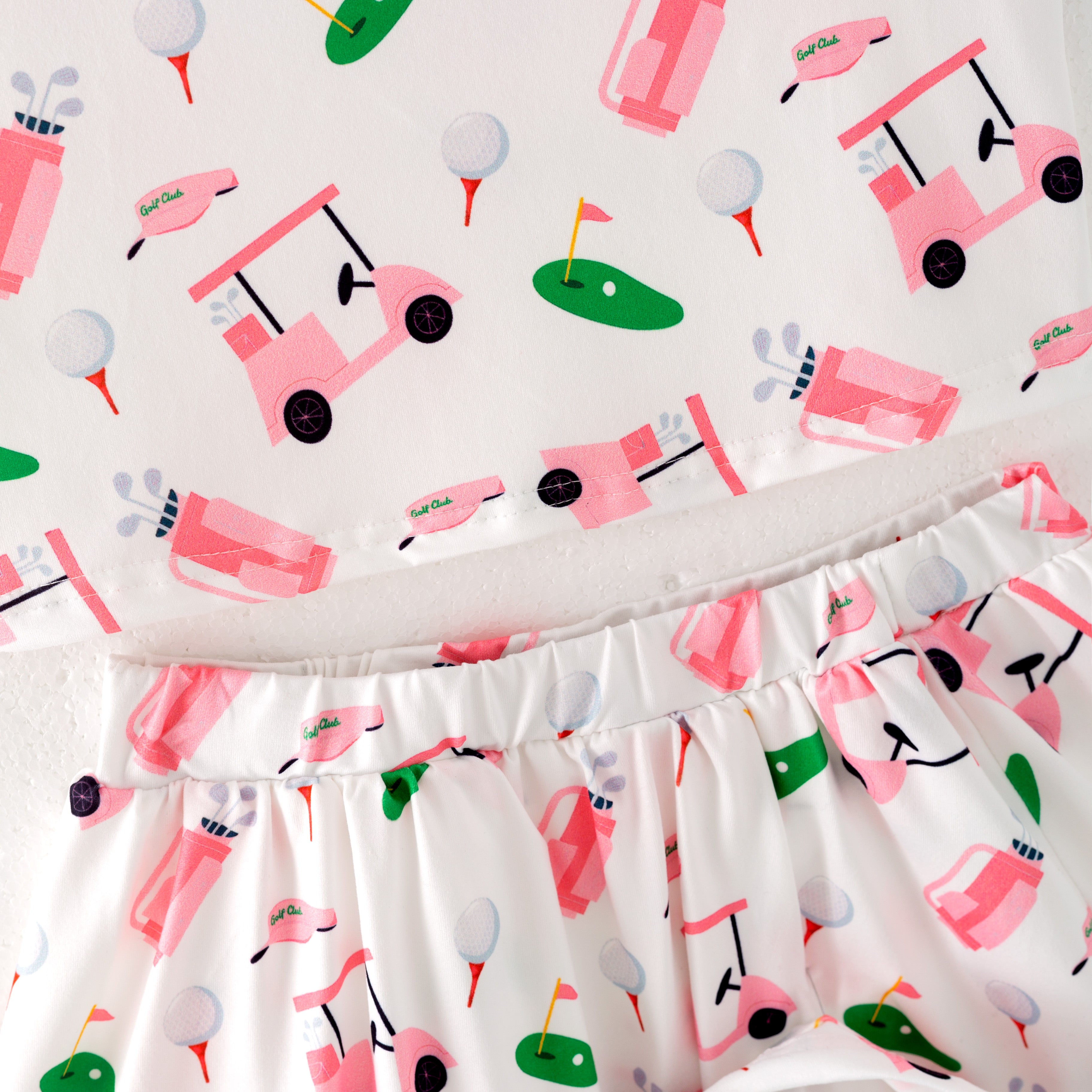 (Pre Order)Girls Spring and Summer Soft Ball&Golf Print Skort Set