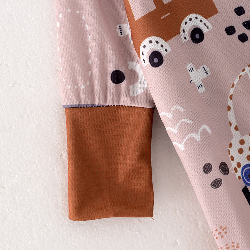 (In Stock Q10-3-1)Baby Boys Fall Car Print Romper