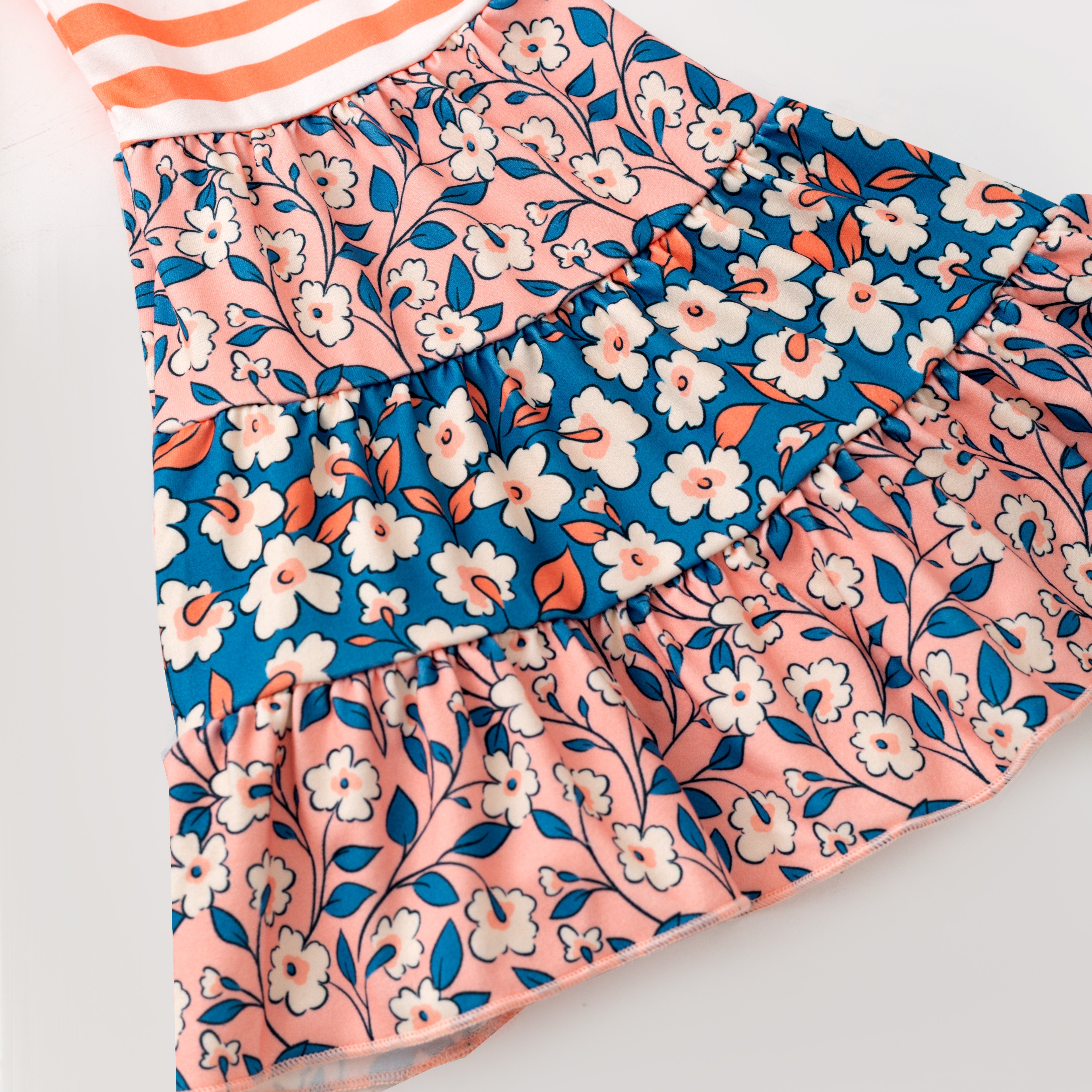 (In Stock)Girls Fall Floral Print Ruffle Outfit Set