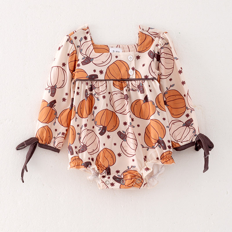 (In Stock)Baby Girls Thanksgiving Pumpkin Print Romper