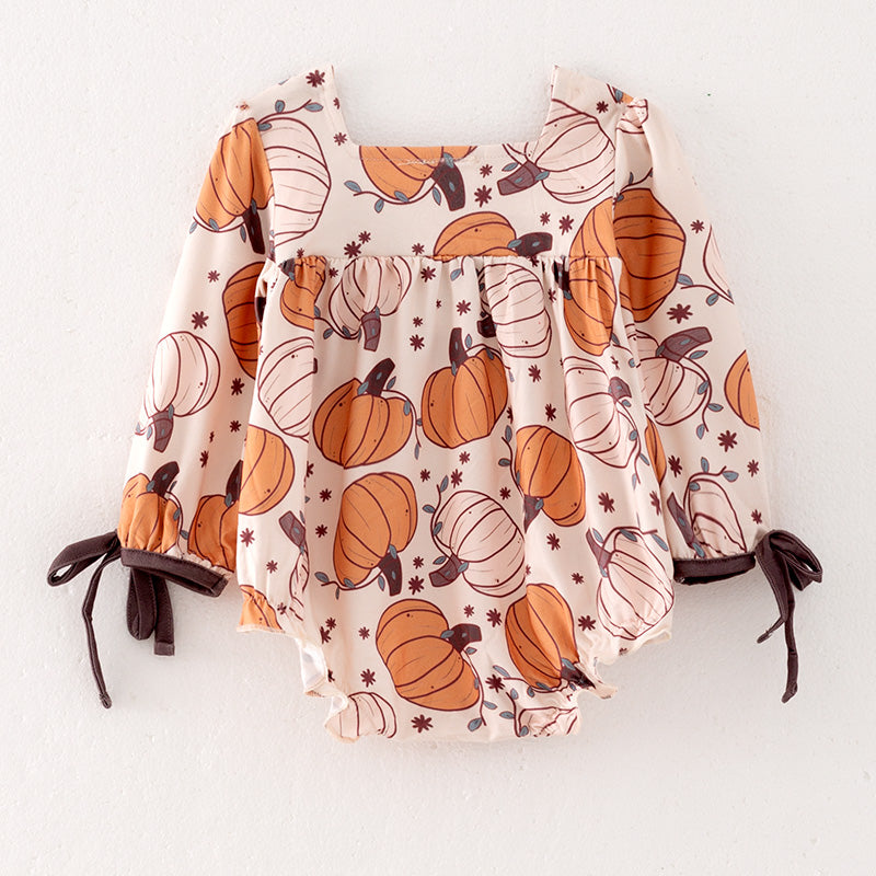 (In Stock)Baby Girls Thanksgiving Pumpkin Print Romper