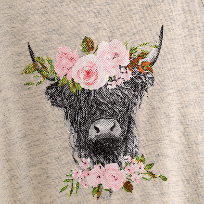 (In Stock Q10-4-2)Baby Girls Fall Cattle Print Romper