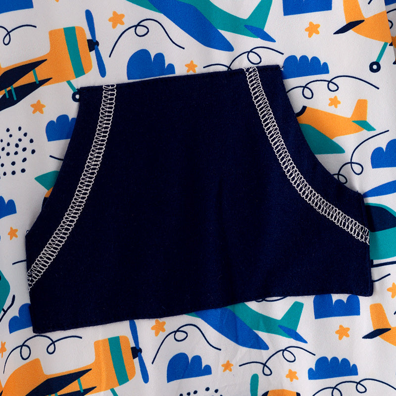 (In Stock Q10-2-2)Baby Boys Fall Airplane Print Romper