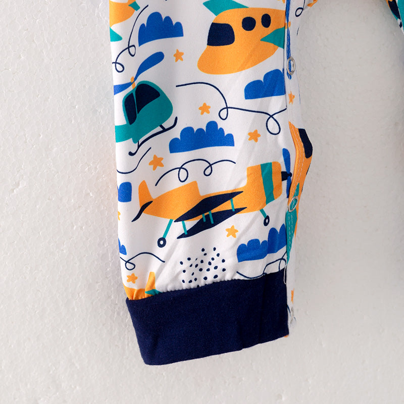 (In Stock Q10-2-2)Baby Boys Fall Airplane Print Romper