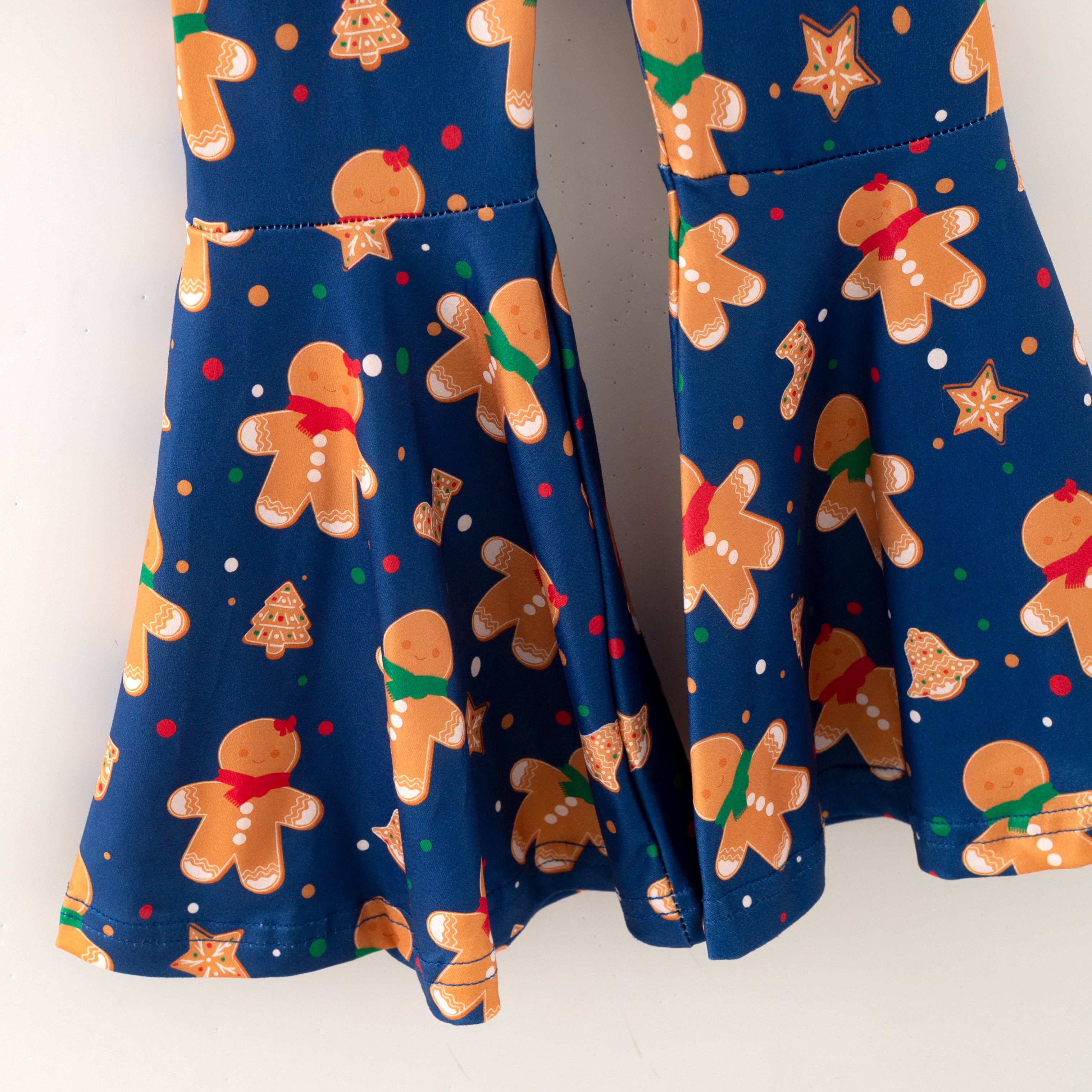 (In Stock)Girls Christmas Gingerbread Print Sweatshirt Set
