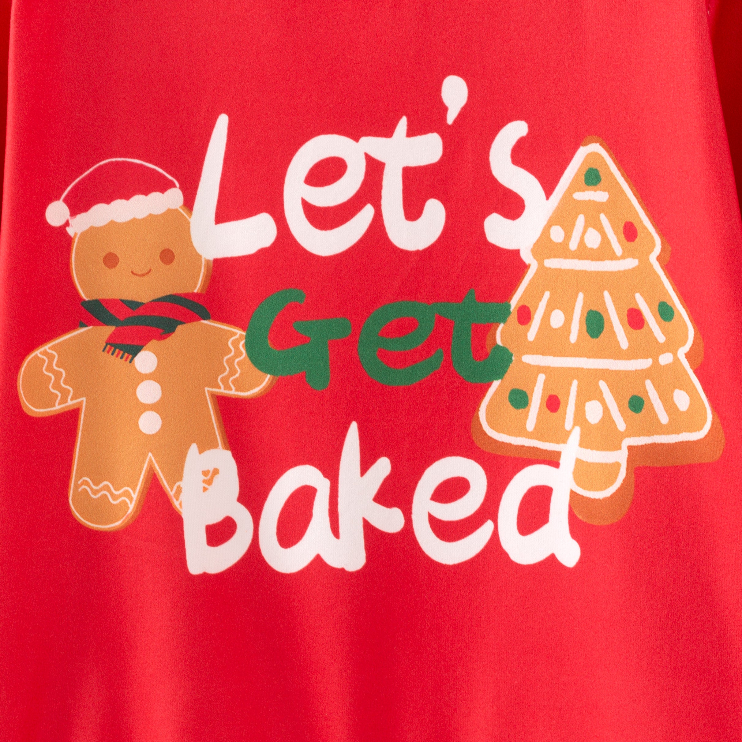 (In Stock)Girls Christmas Gingerbread Print Sweatshirt Set