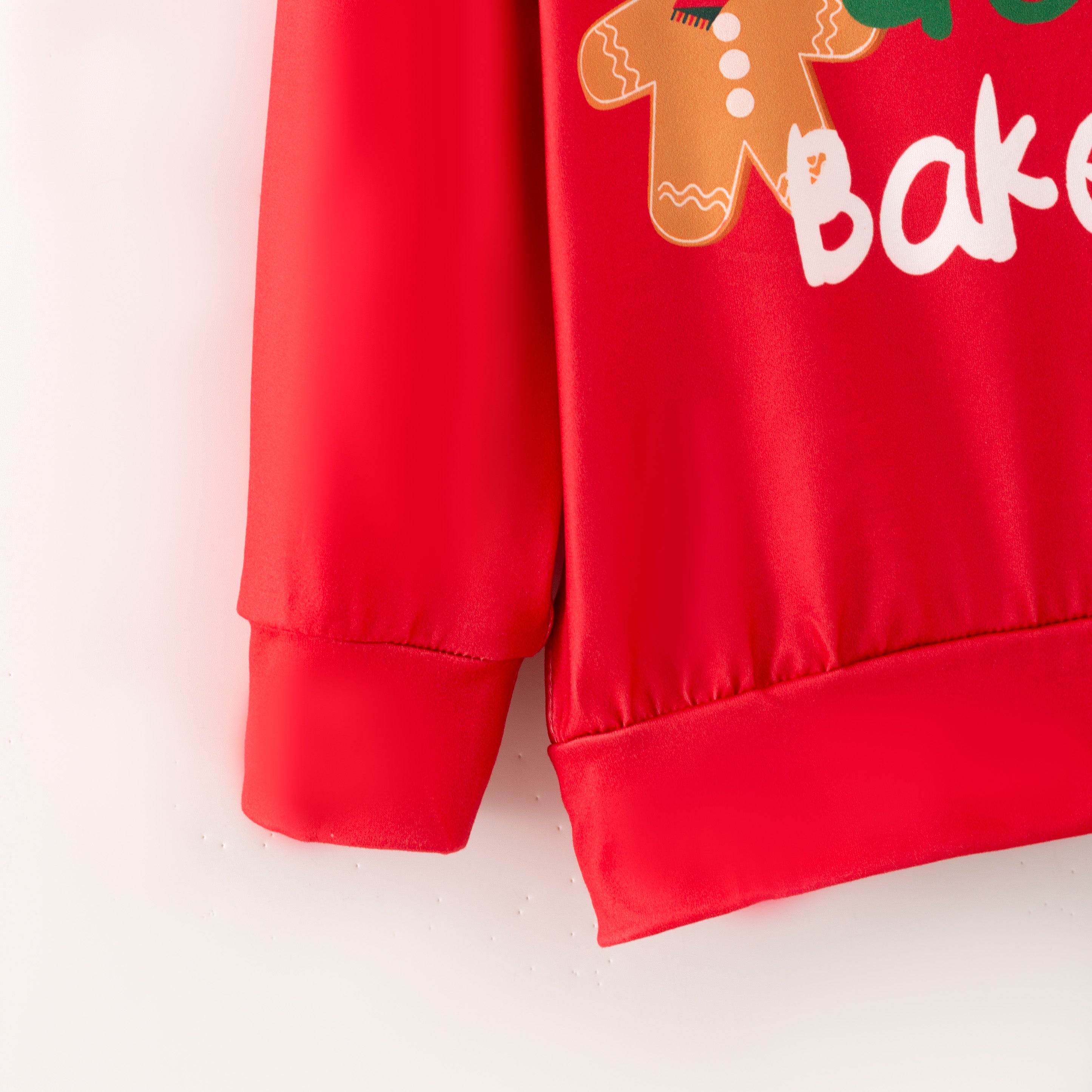 (In Stock)Girls Christmas Gingerbread Print Sweatshirt Set